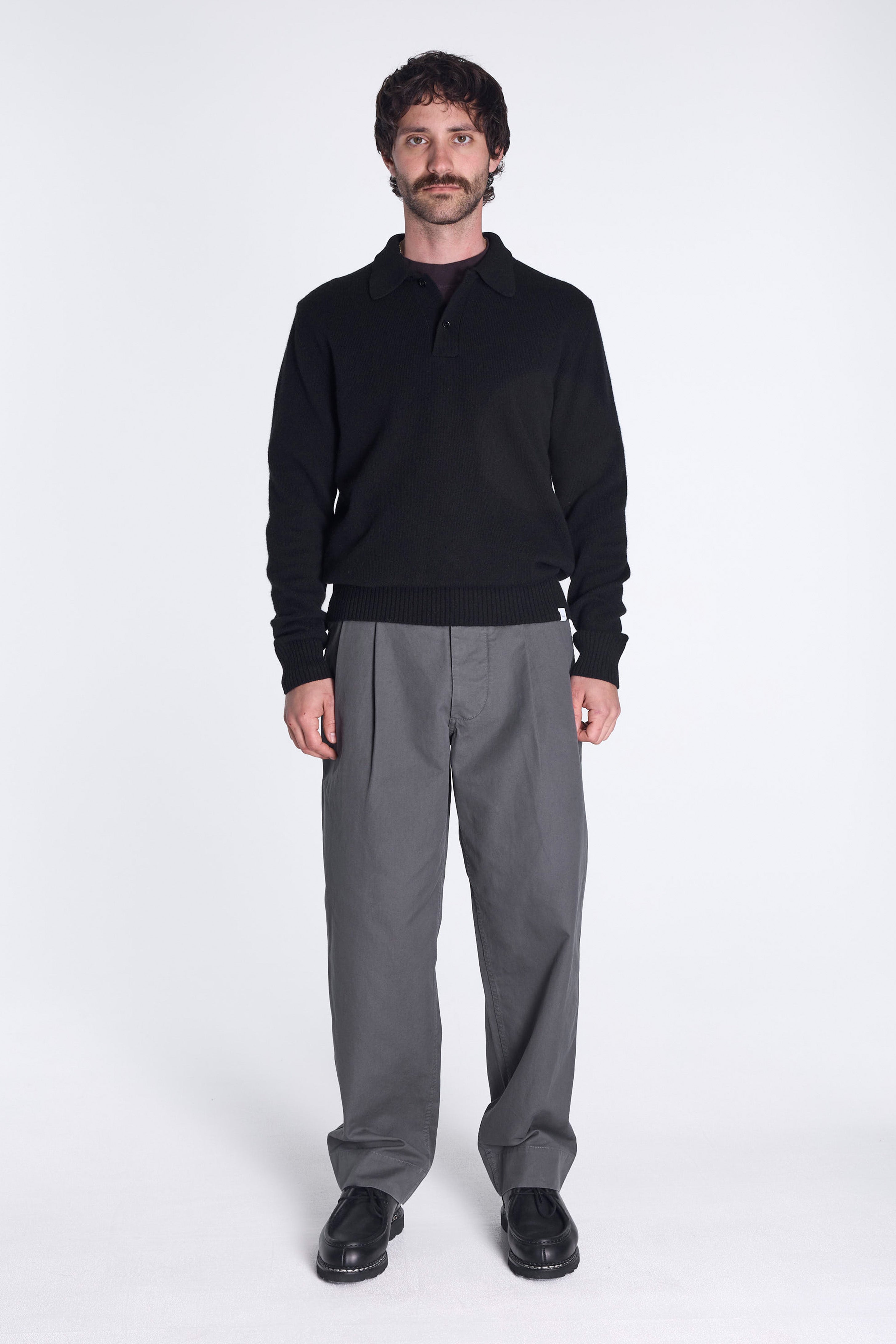 Norse Standard Merino Lambswool Polo Black