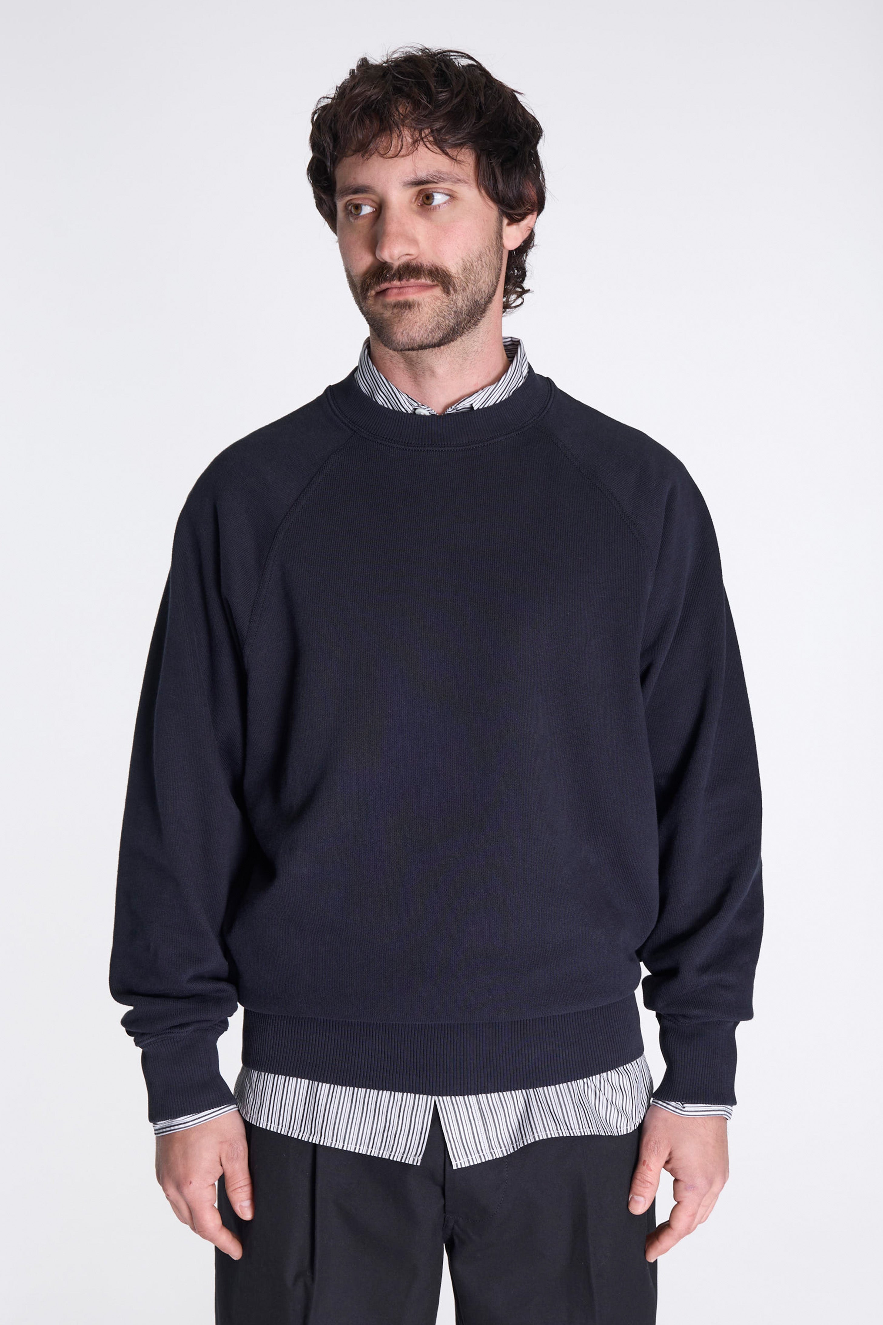 Tyr Relaxed Organic Loopback Raglan Crew Dark Navy