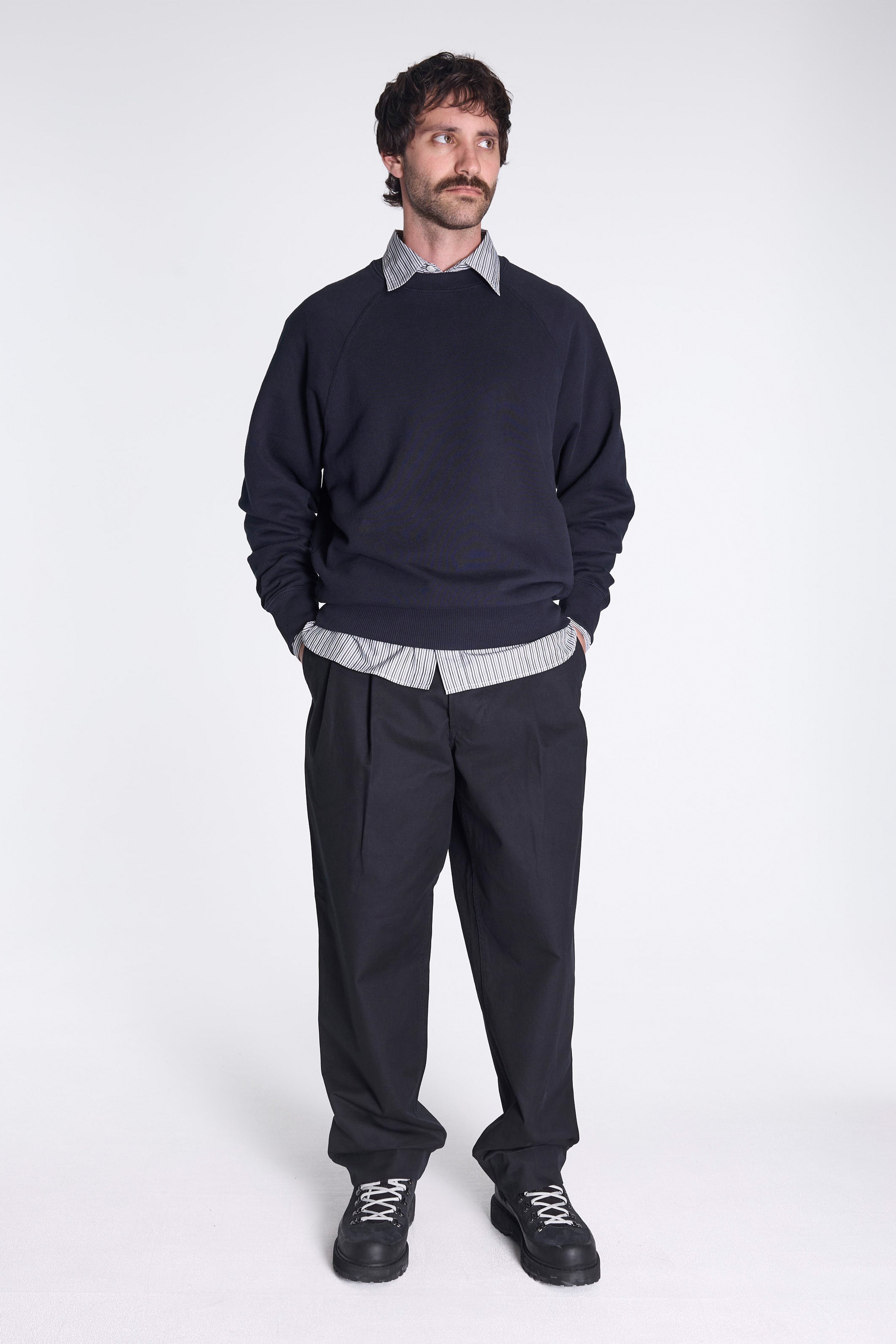 Tyr Relaxed Organic Loopback Raglan Crew Dark Navy
