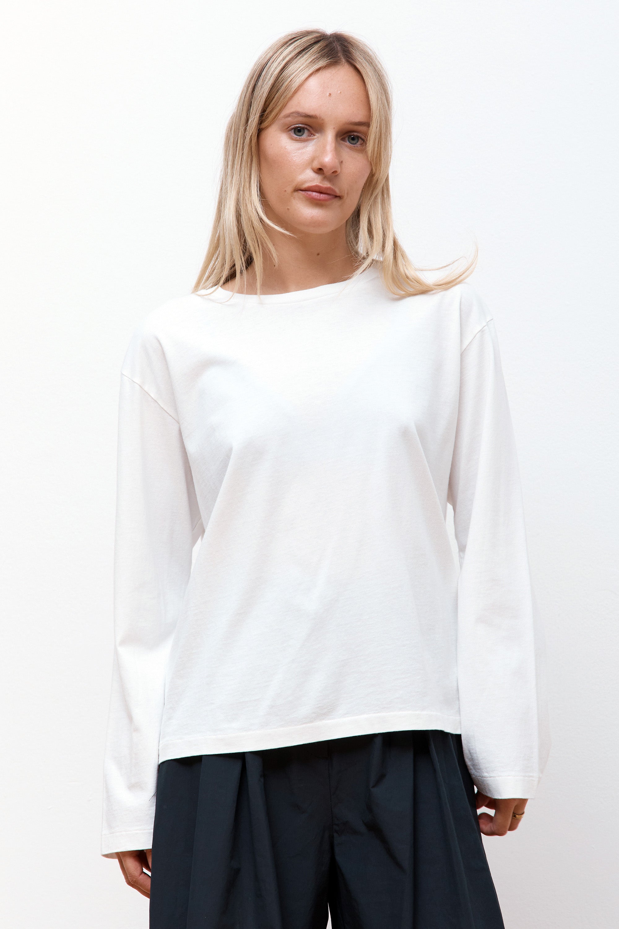 Cotton Silk L/S Tee White