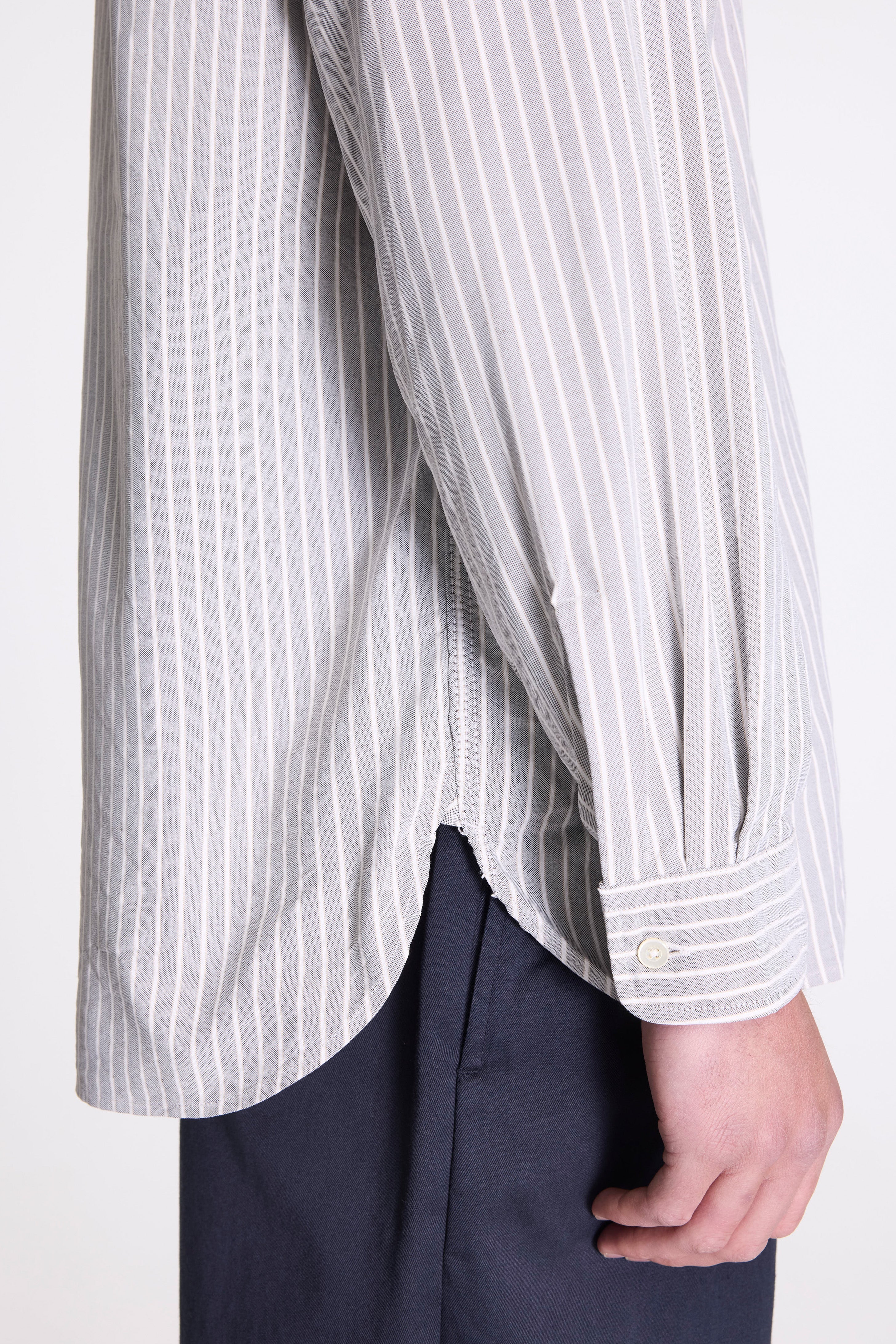 Button Down Stripe Wind Shirt Brown