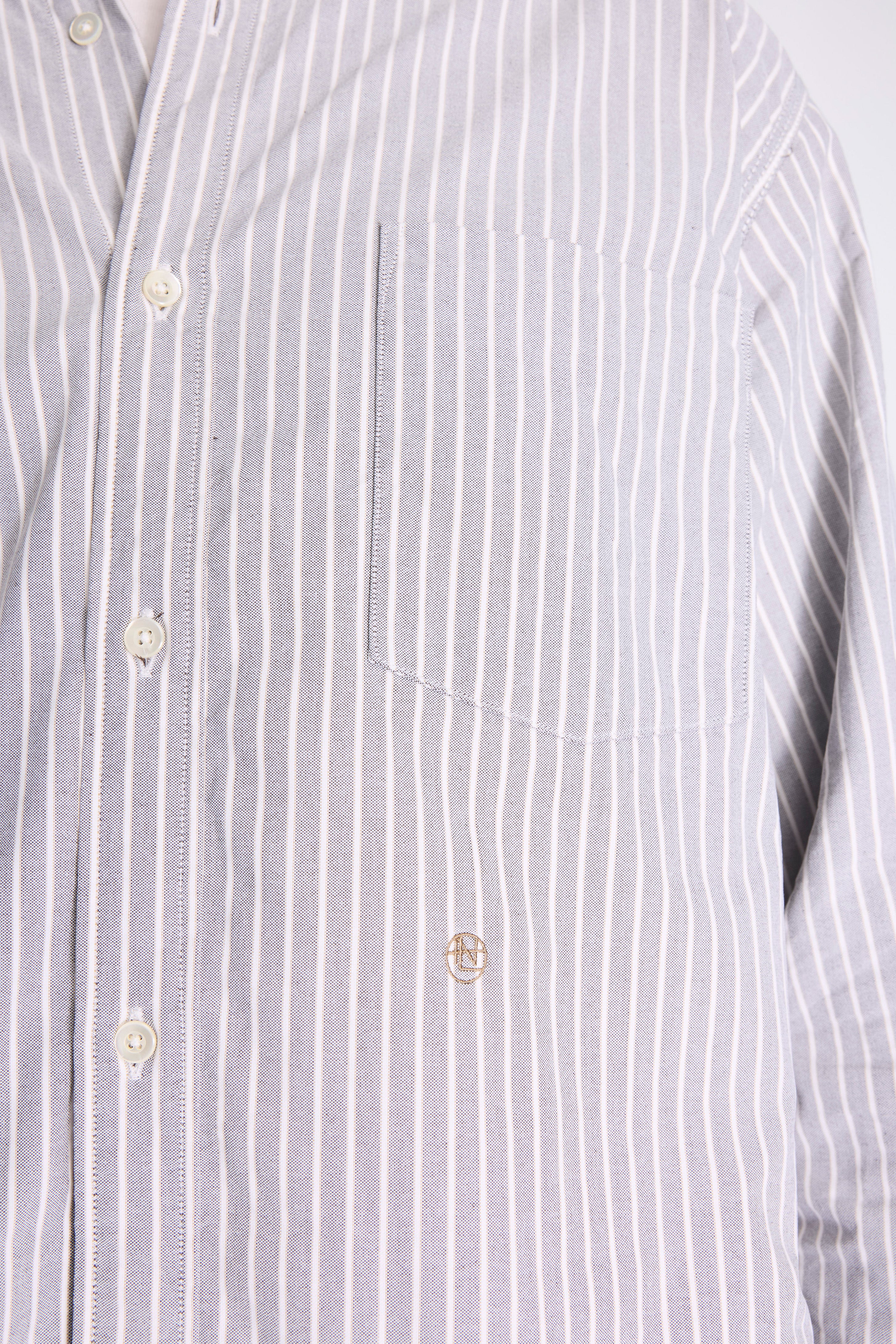 Button Down Stripe Wind Shirt Brown