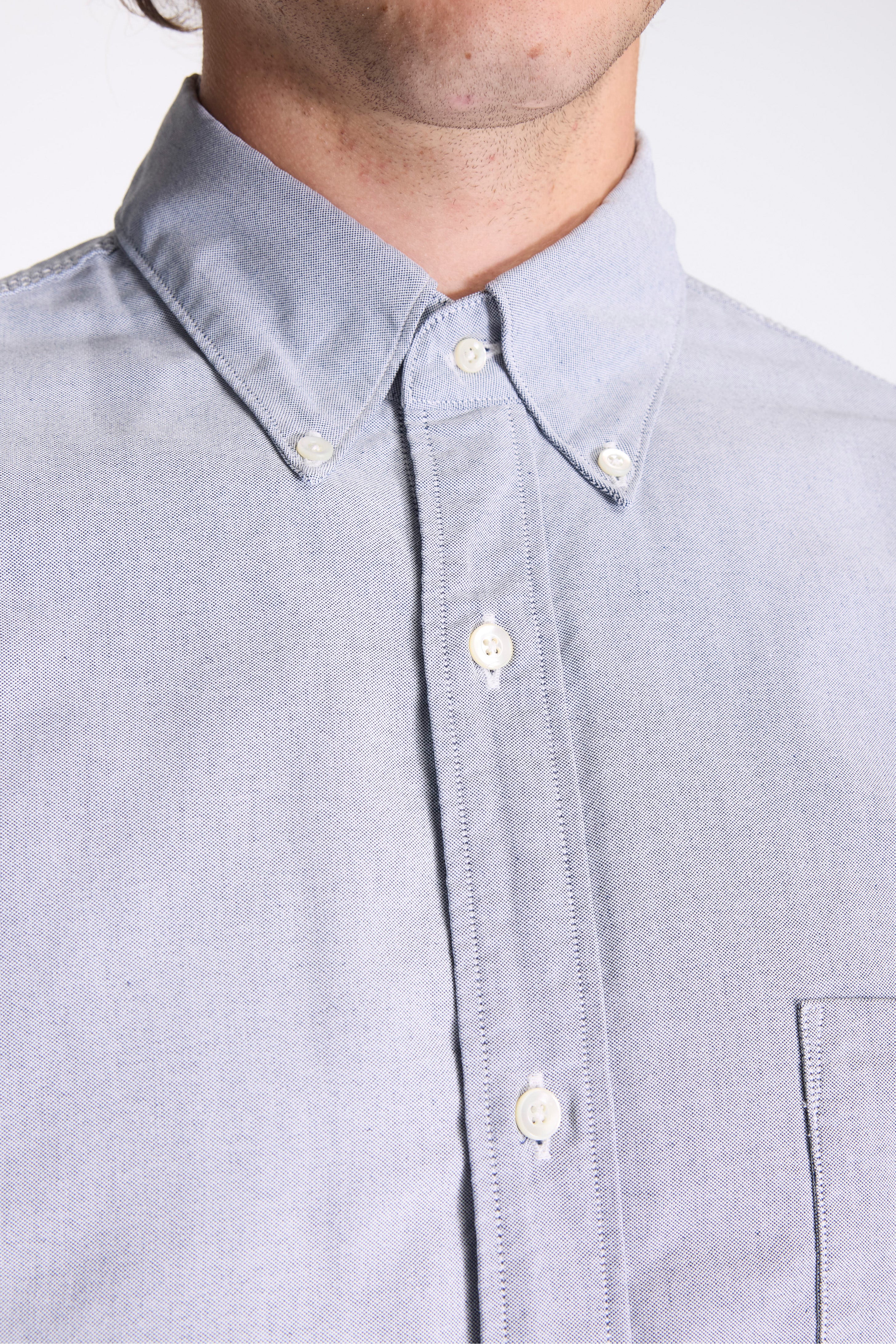 Button Down Wind Shirt Grayish Navy