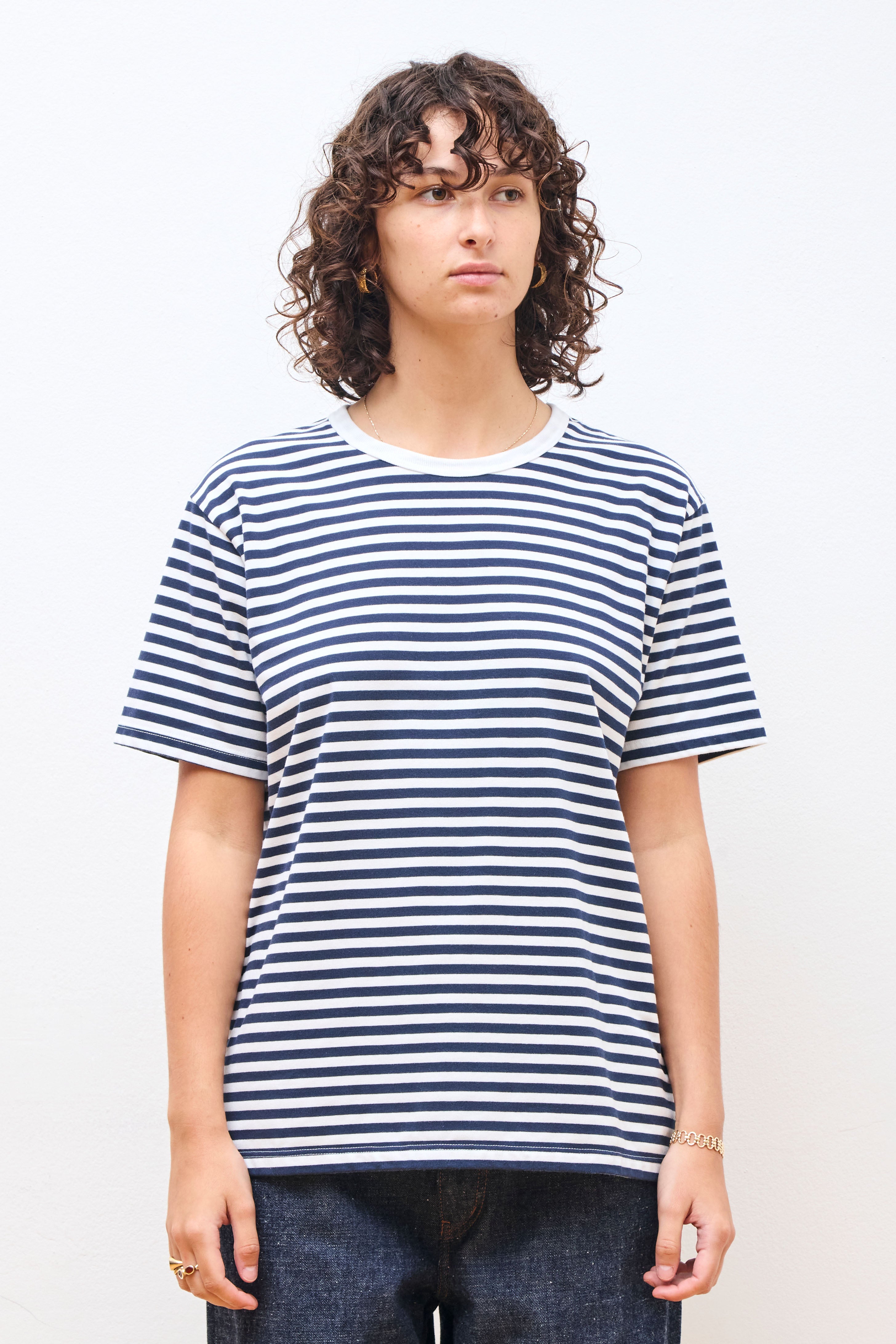 COOLMAX Stripe Jersey Tee Navy X White