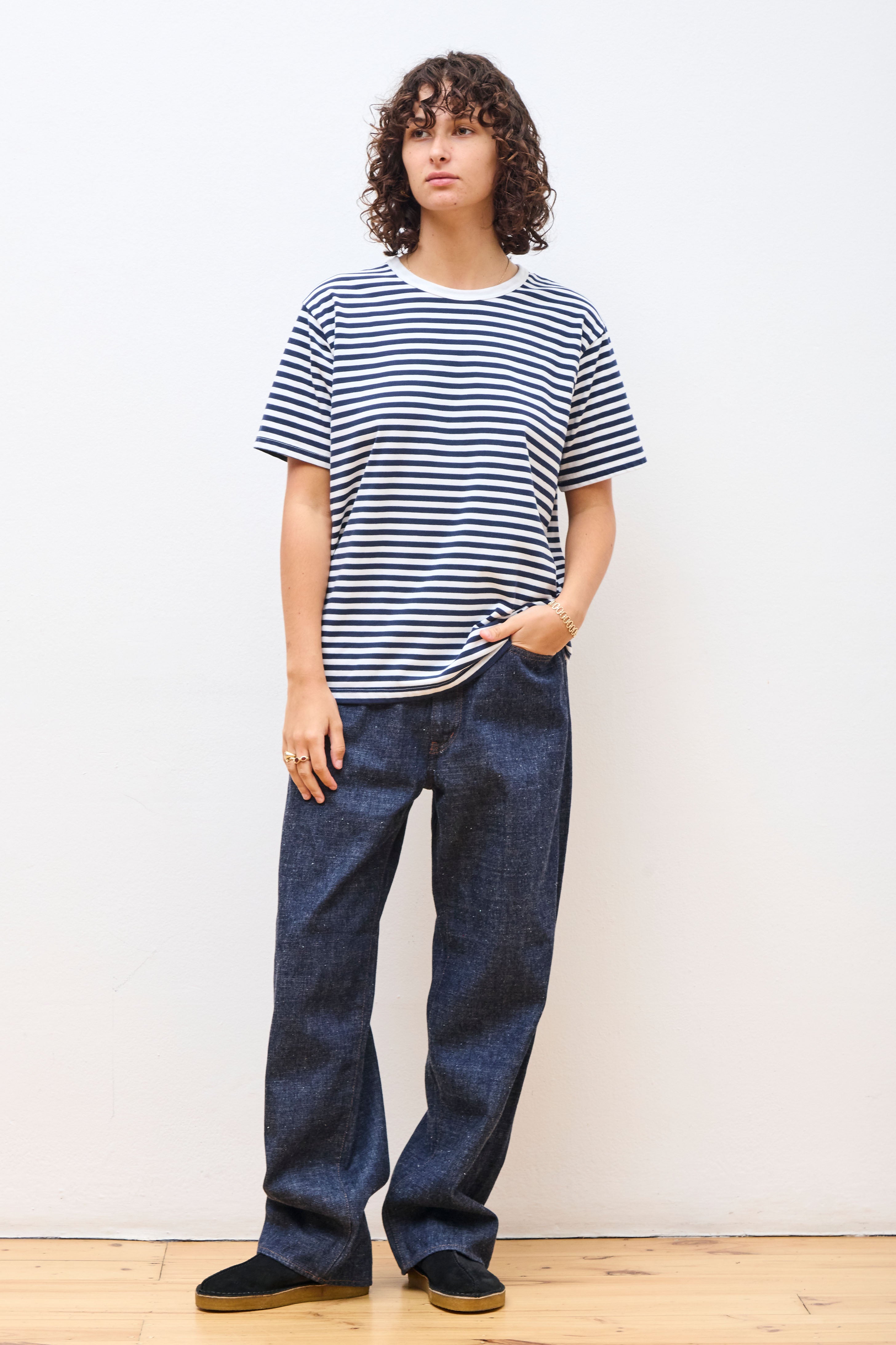 COOLMAX Stripe Jersey Tee Navy X White