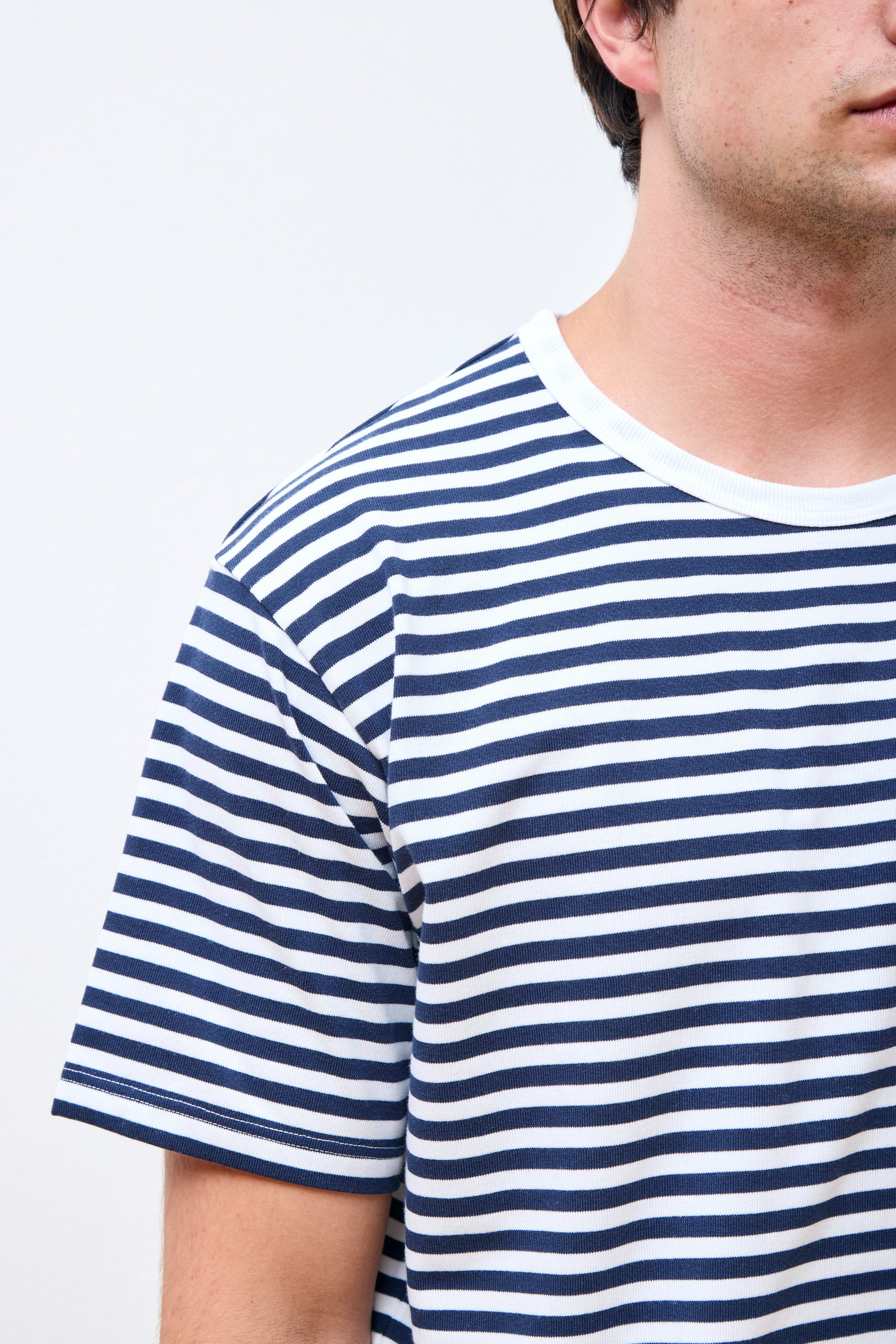 COOLMAX Stripe Jersey Tee Navy X White