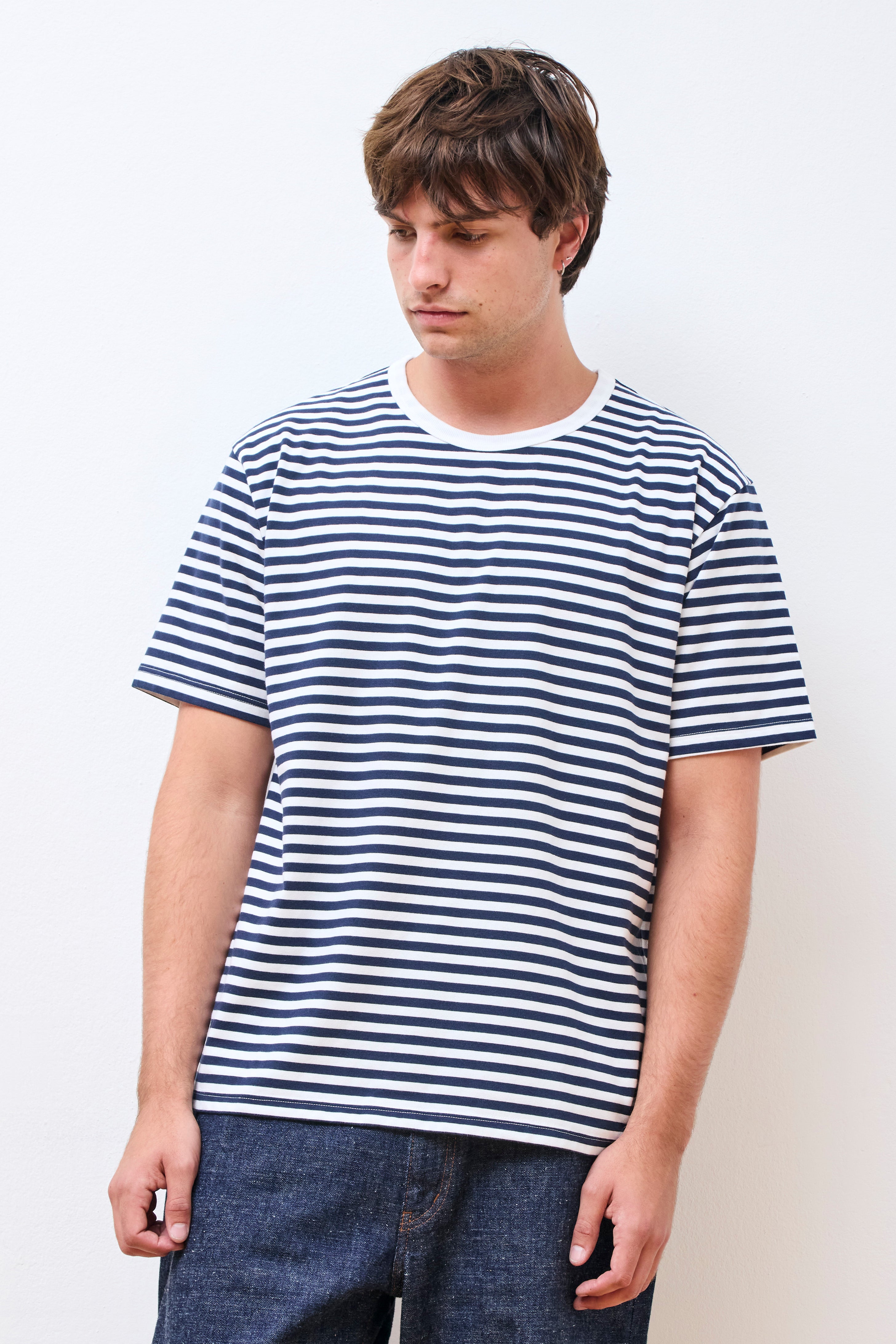 COOLMAX Stripe Jersey Tee Navy X White