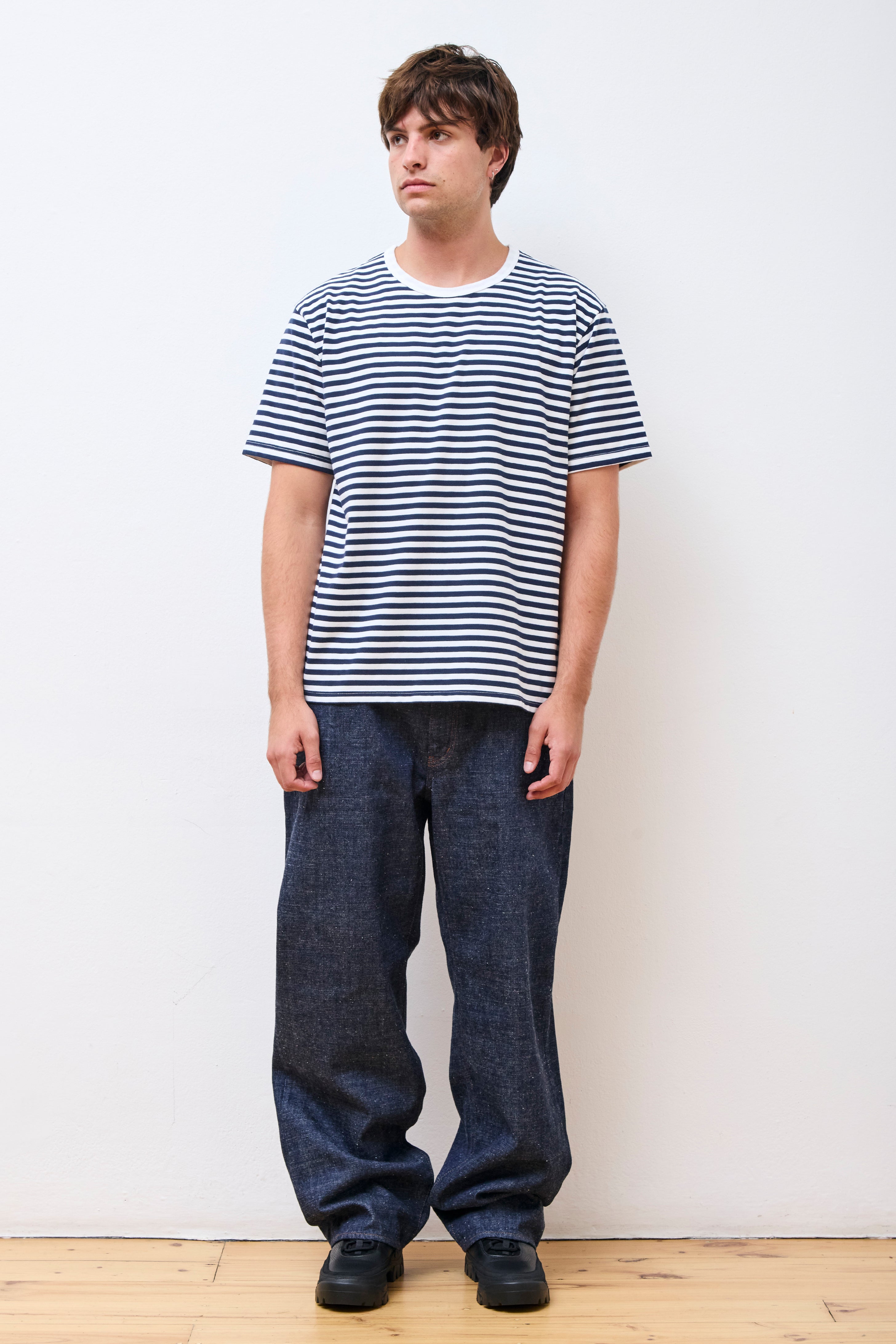 COOLMAX Stripe Jersey Tee Navy X White