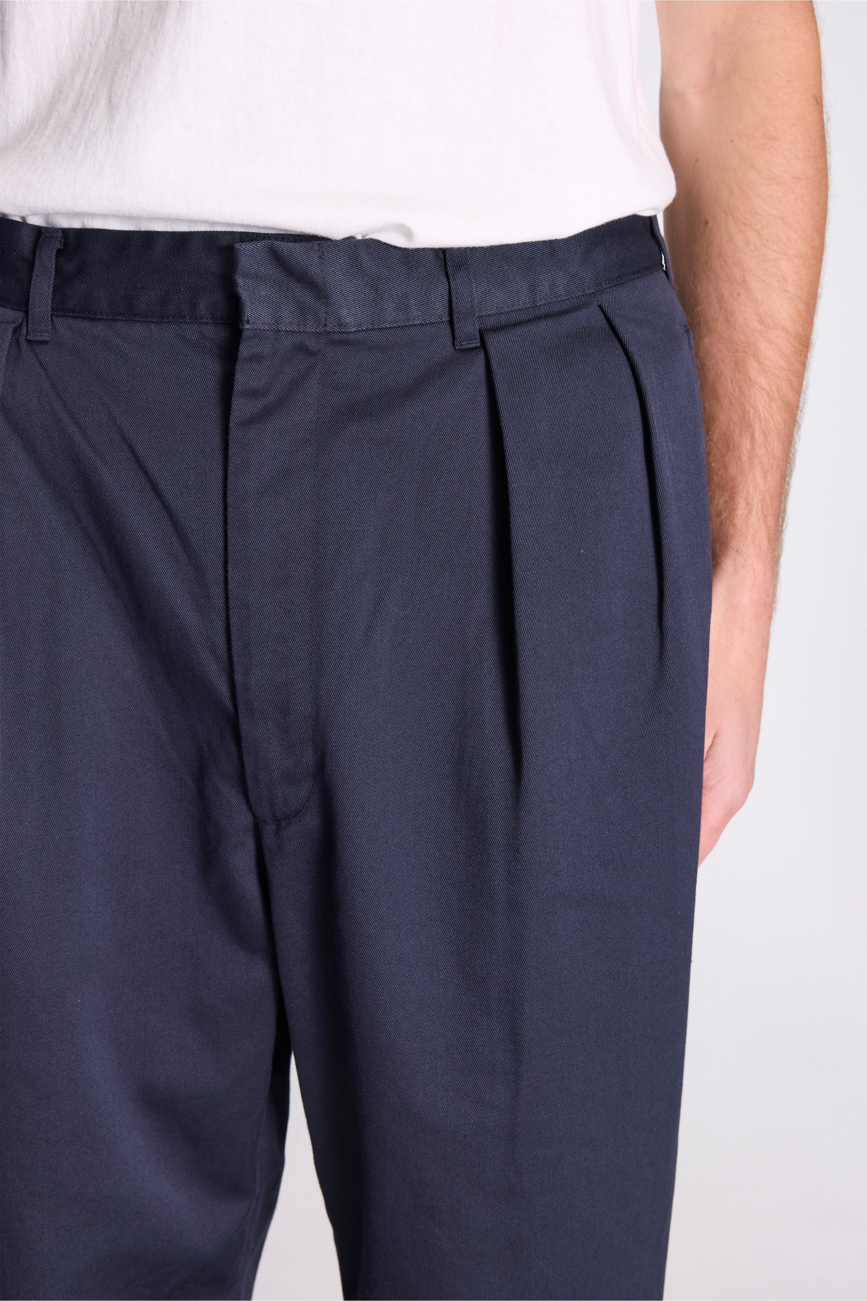 Double Pleated Chino Pants Navy