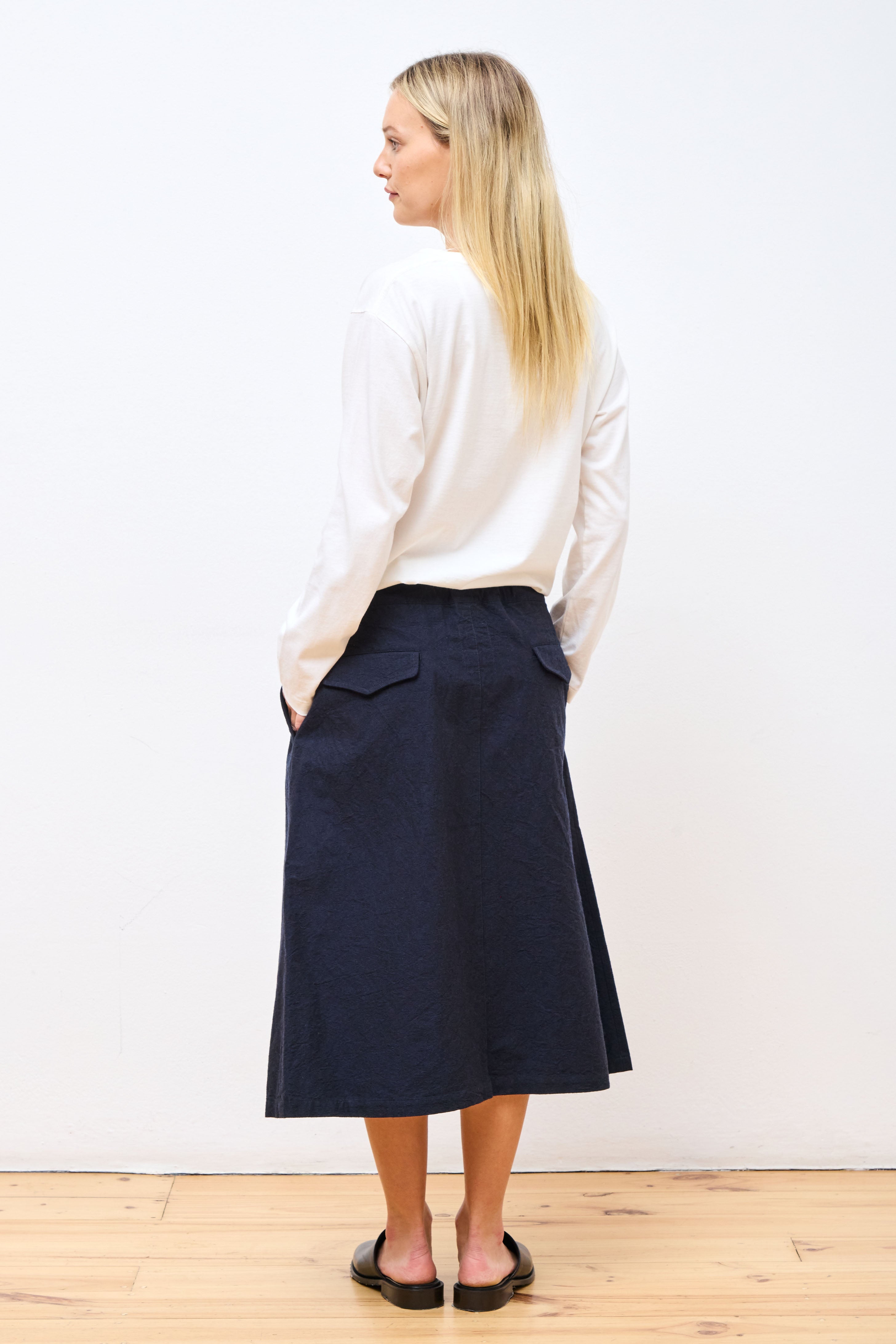 Cotton Wool Gurkha Skirt Dark Navy