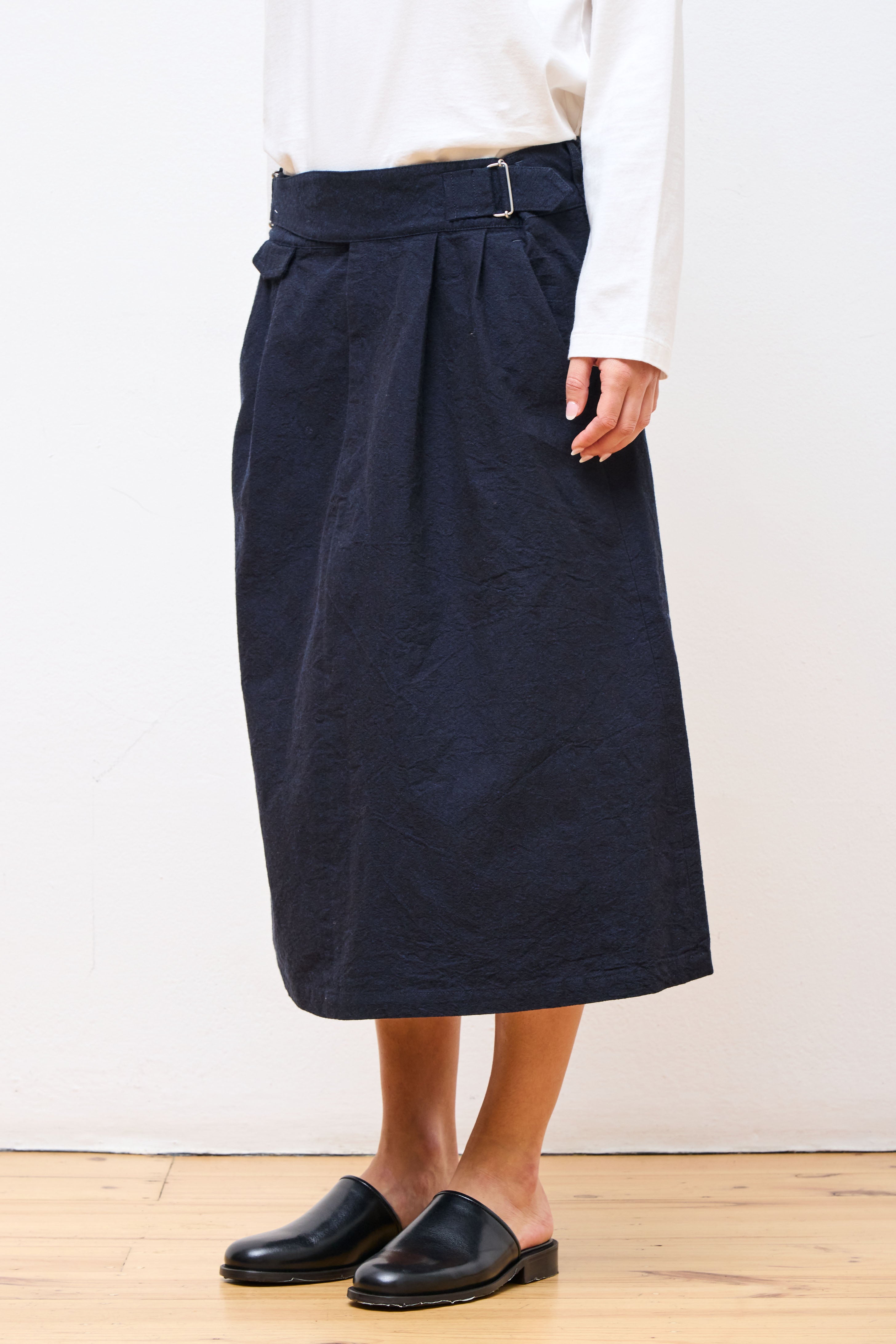 Cotton Wool Gurkha Skirt Dark Navy