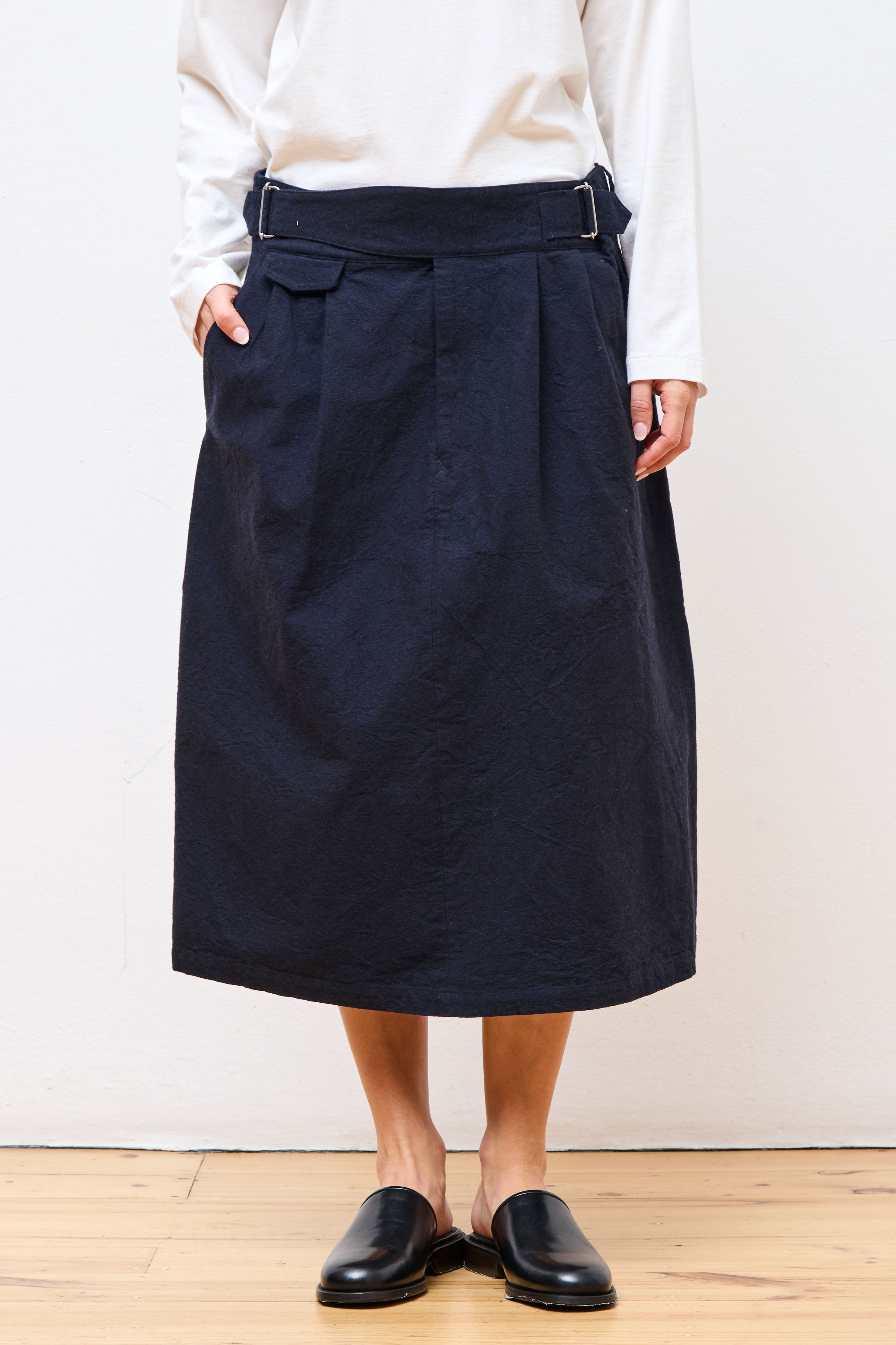 Cotton Wool Gurkha Skirt Dark Navy