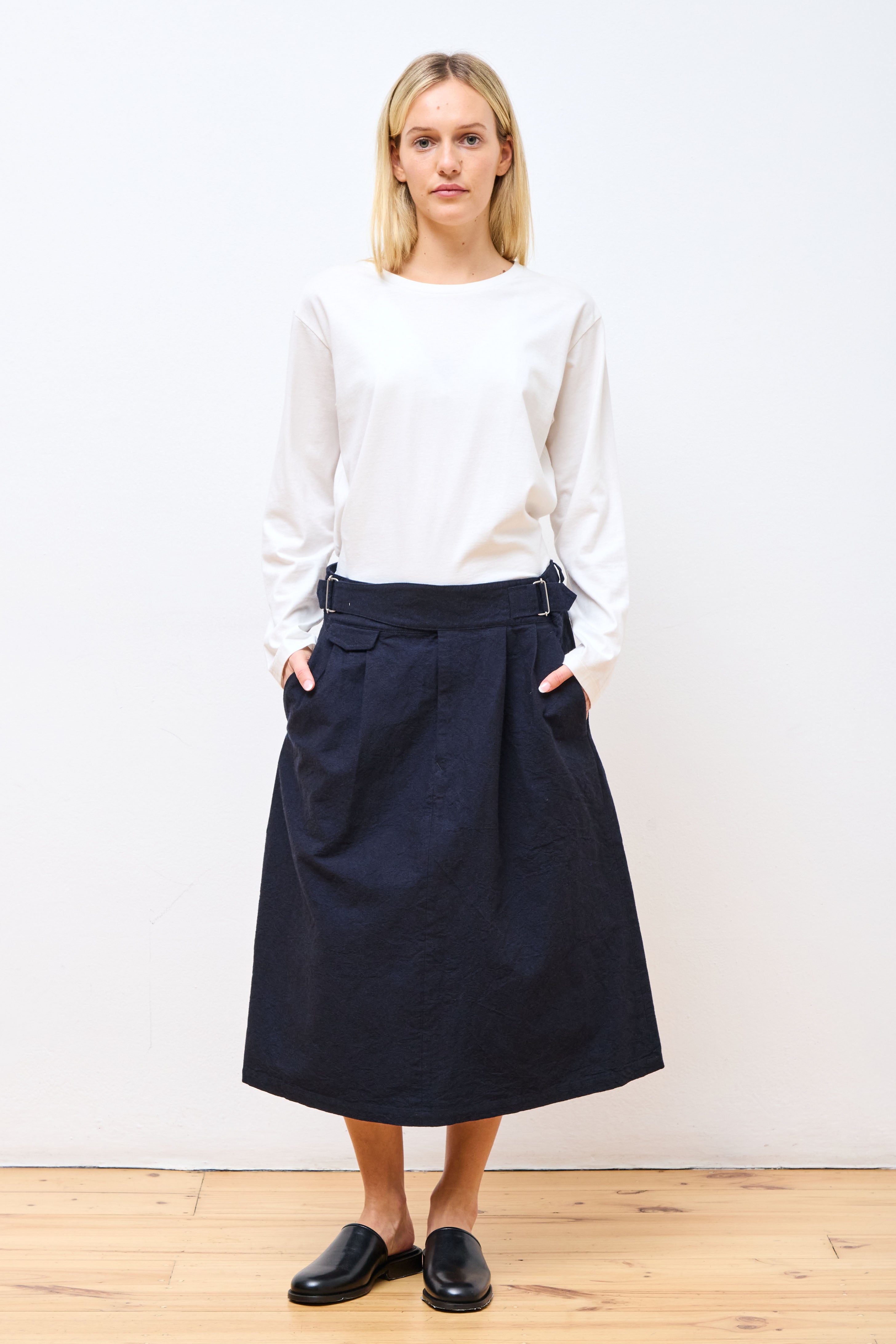 Cotton Wool Gurkha Skirt Dark Navy