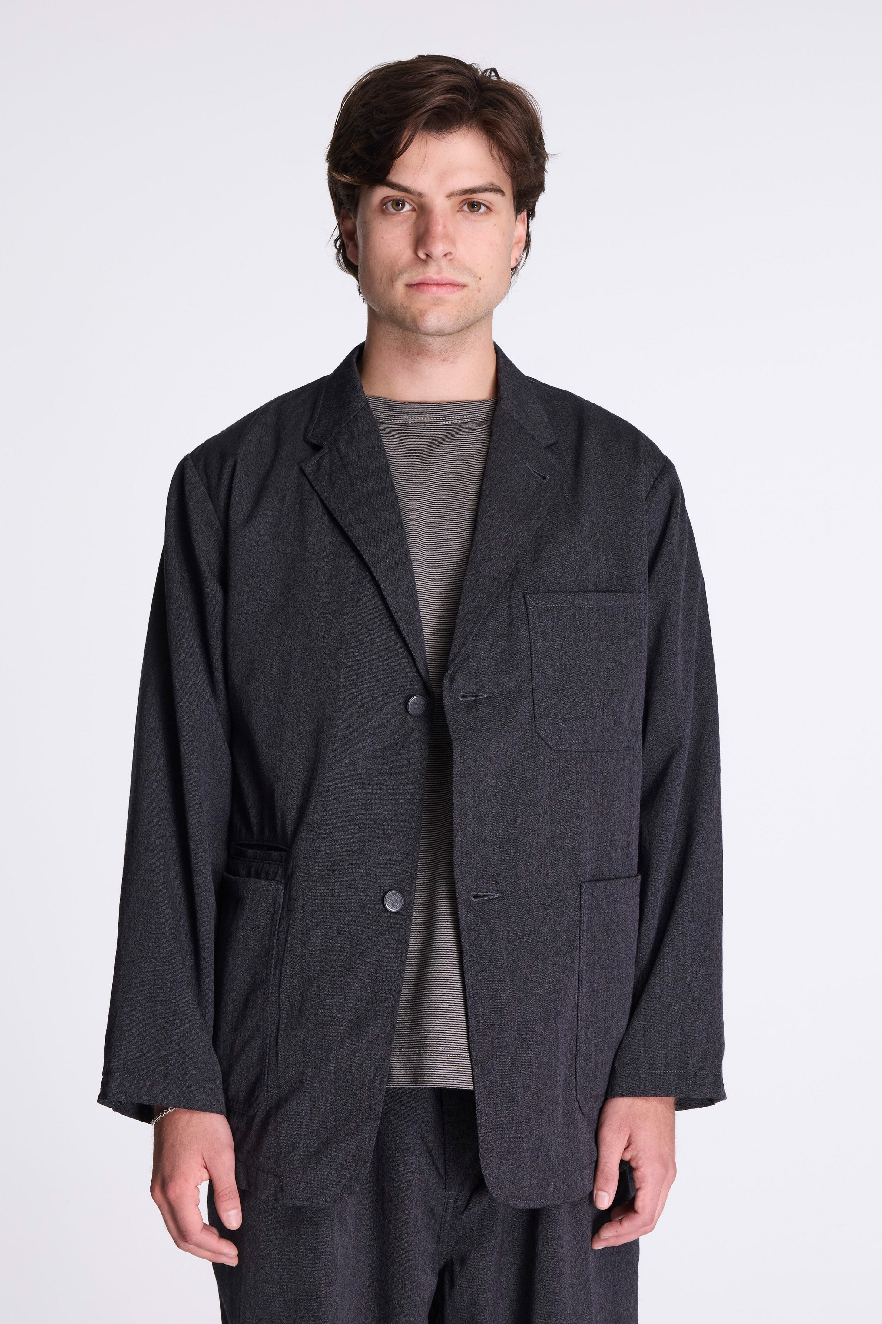 Wool Gabardine Club Jacket Charcoal