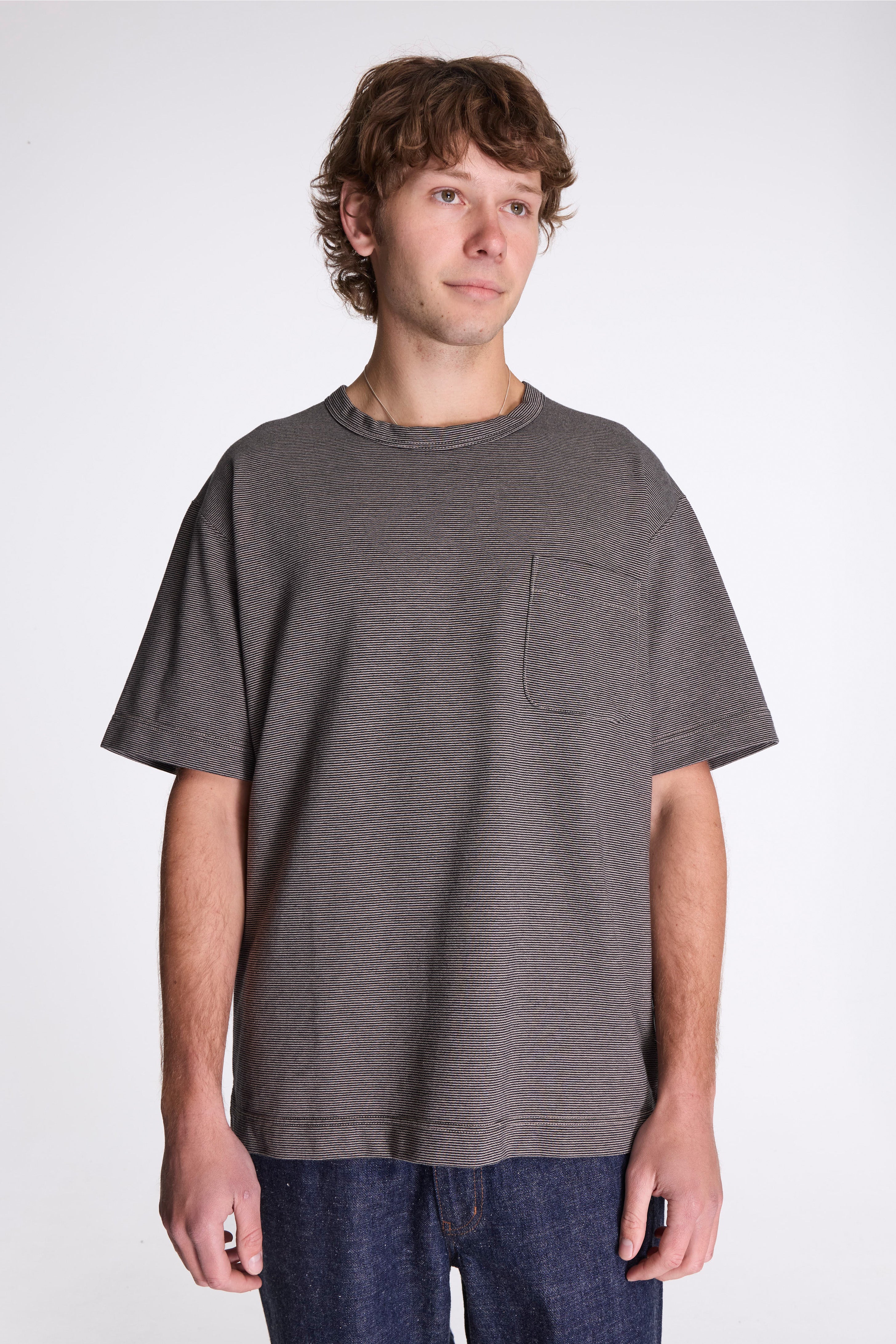 Micro Stripe Pocket Tee Black/Gray