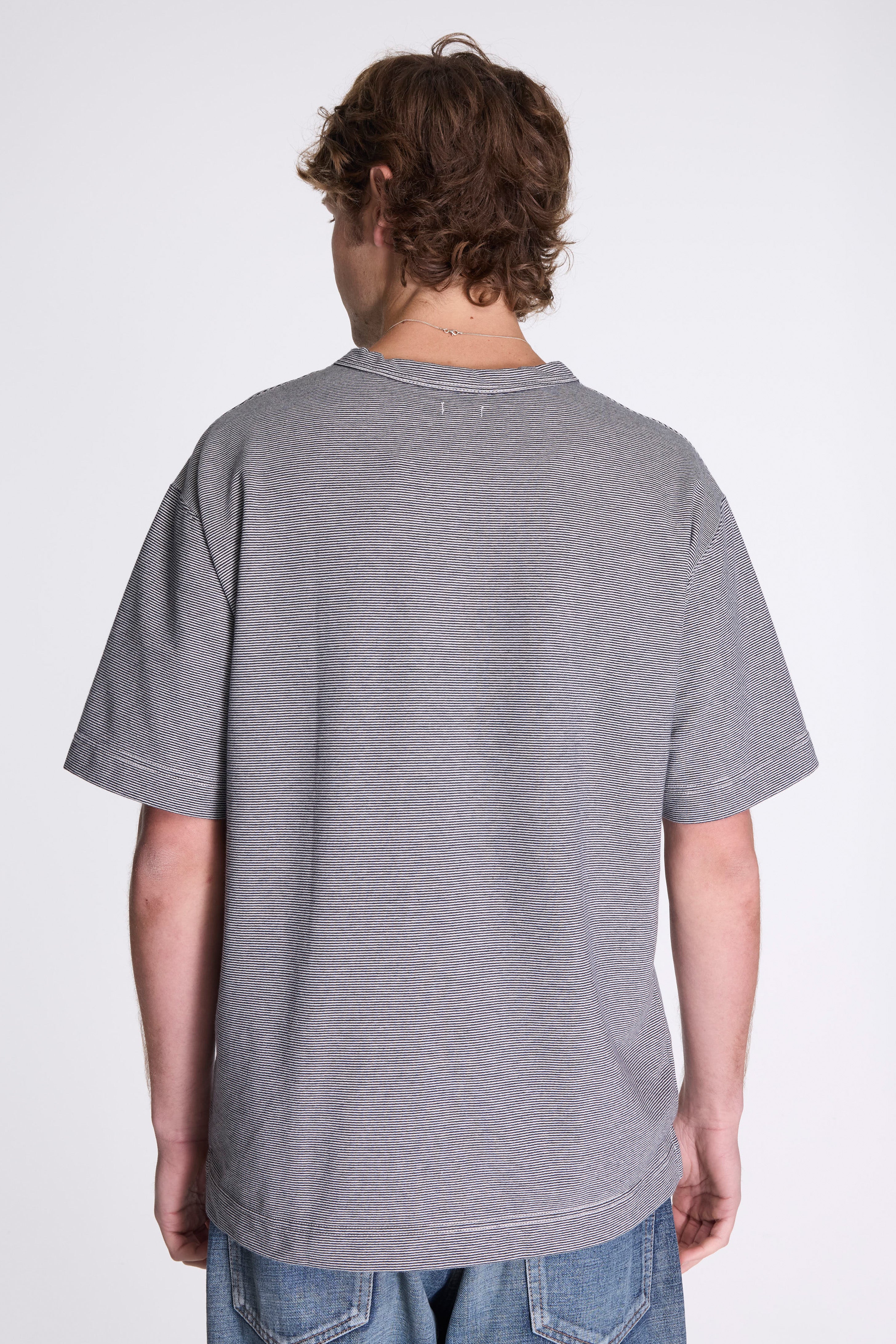 Micro Stripe Pocket Tee Navy/White