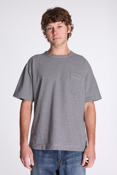 Nanamica Micro Stripe Pocket Tee Navy/White