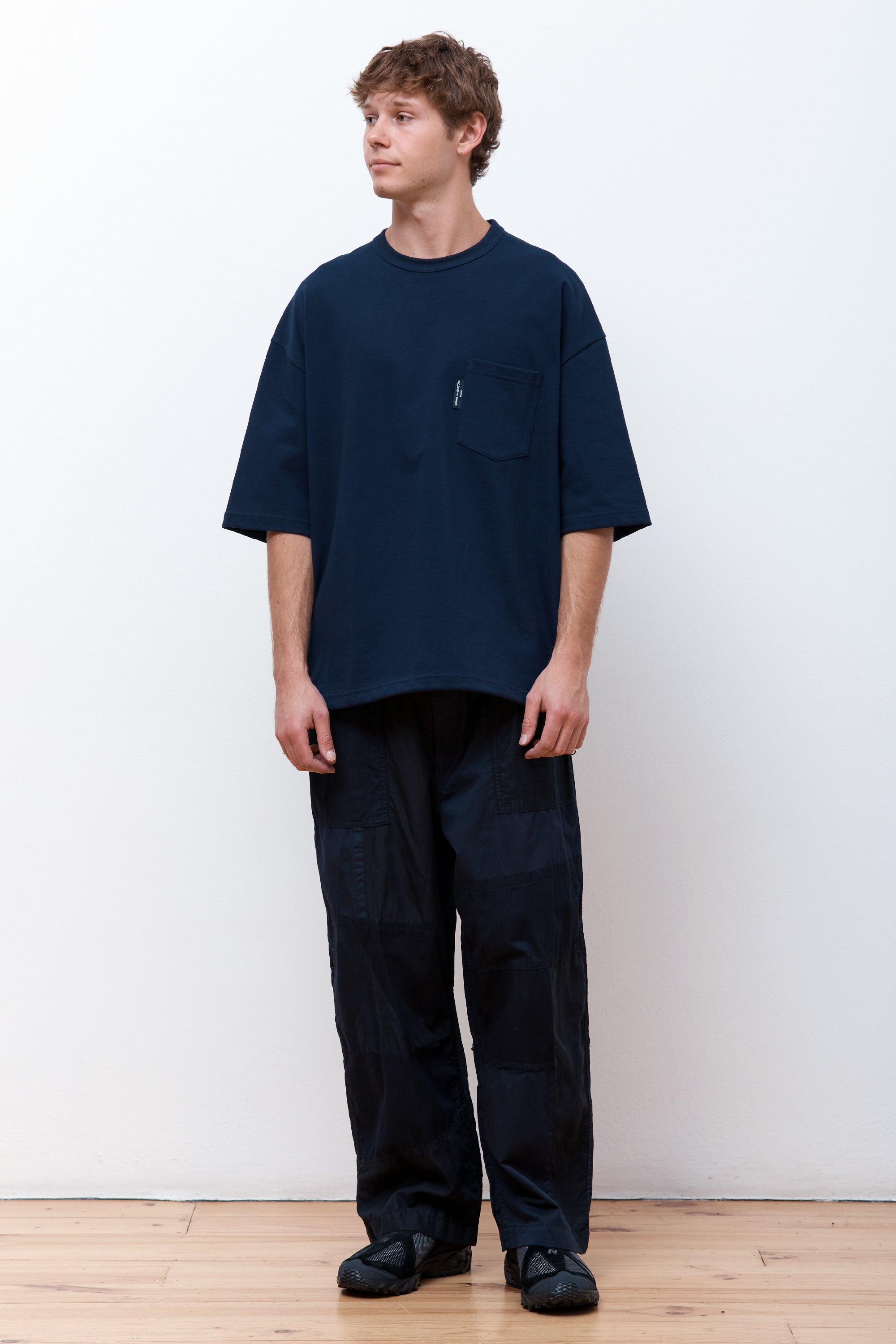 Cotton Linen Patchwork Pant Navy Mix