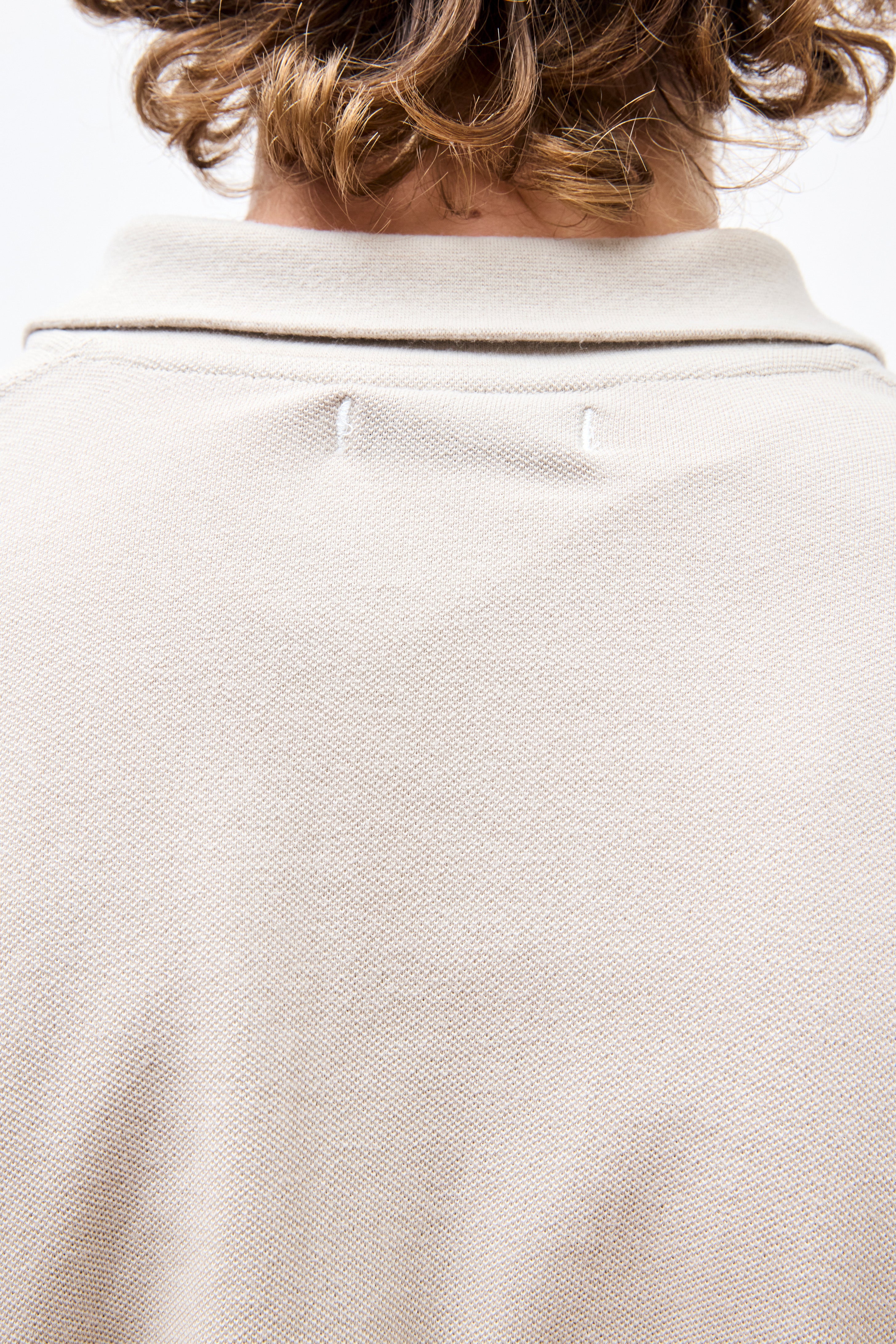 Officer L/S Polo Shirt 
Cotton Pique Overdyed Ivory