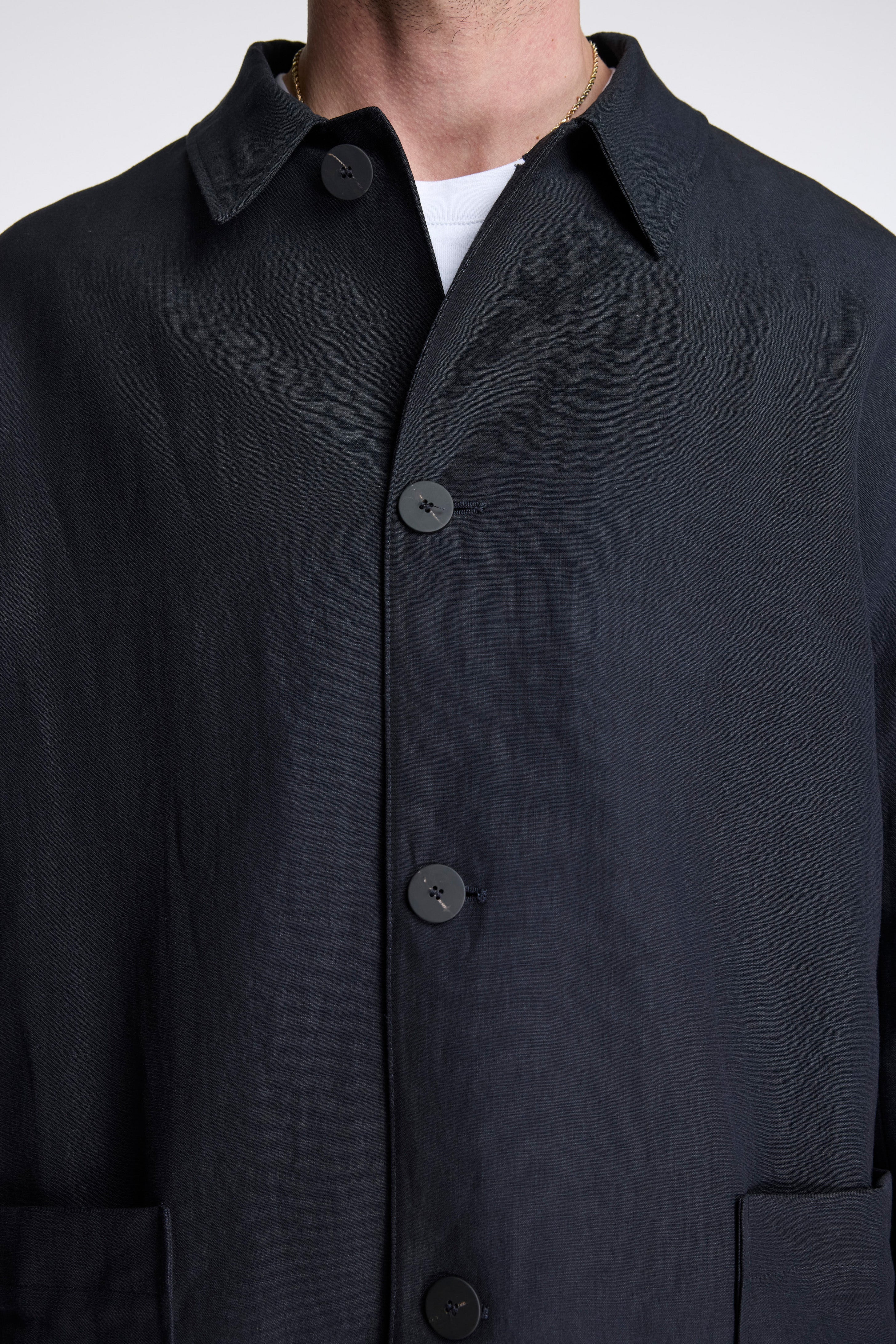 Nopi Wool Linen Jacket Darkest Navy