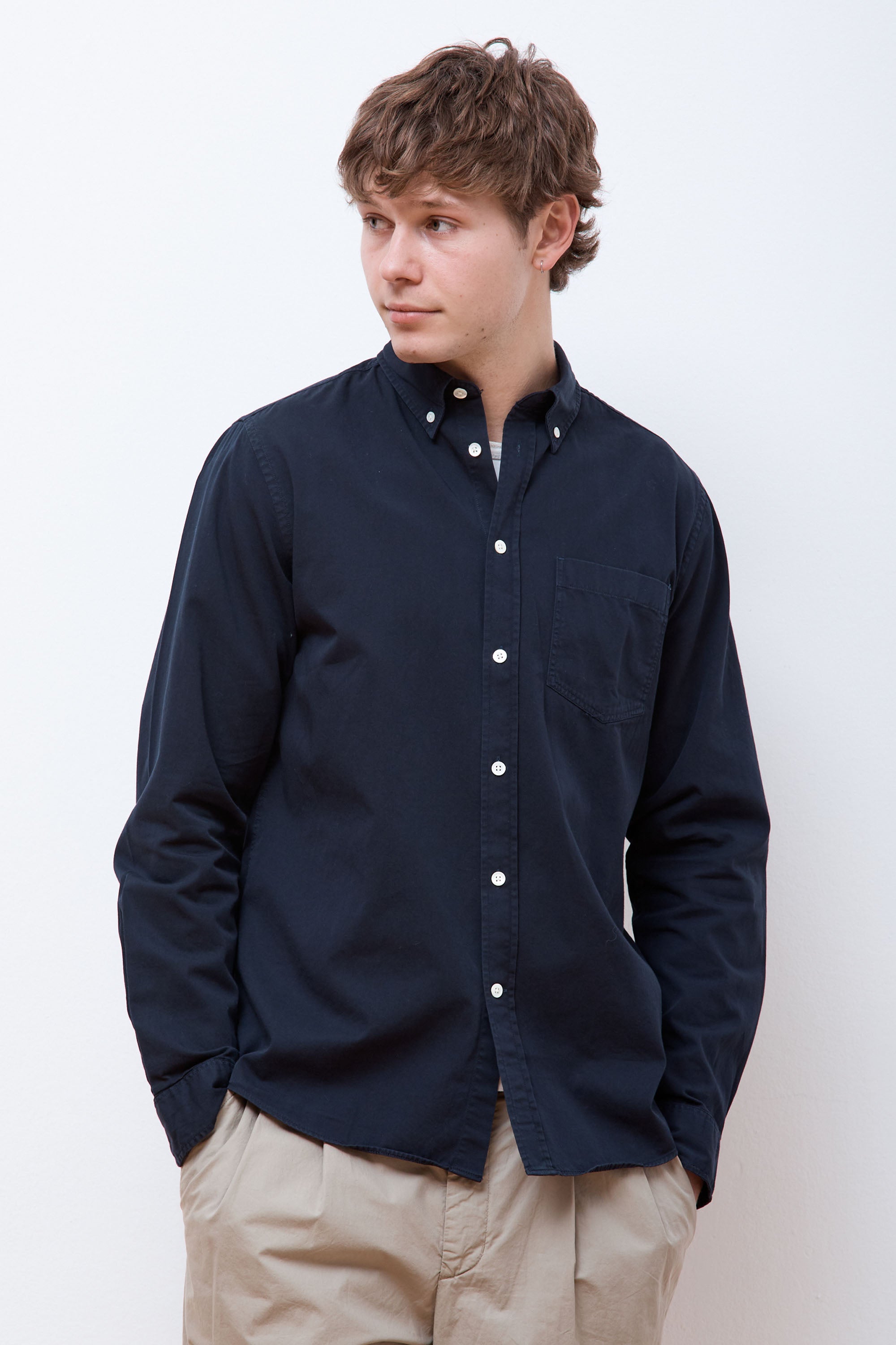 Anton Light Twill Shirt Dark Navy