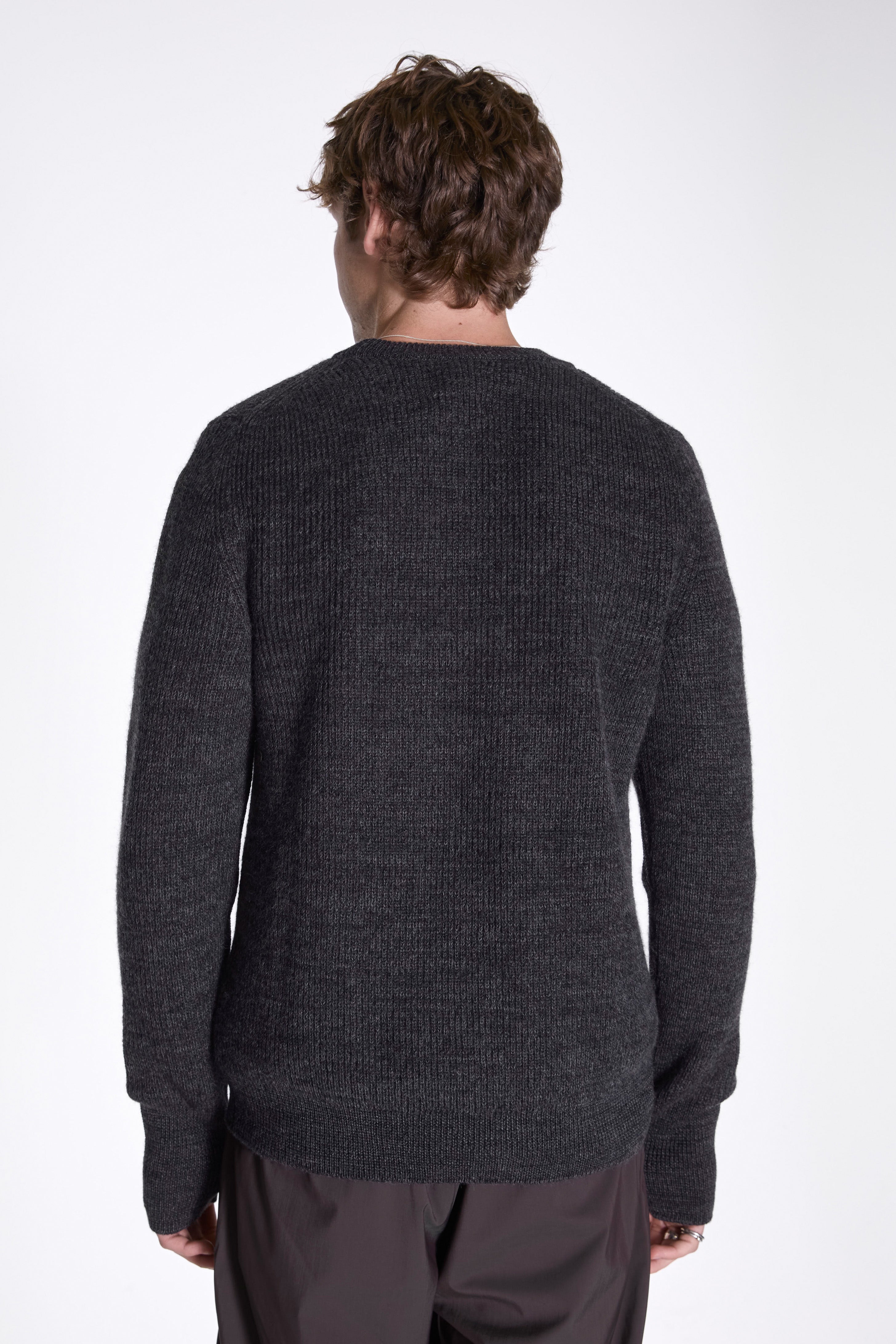 Henning Cotton Wool Rib Sweater Dark Grey Melange