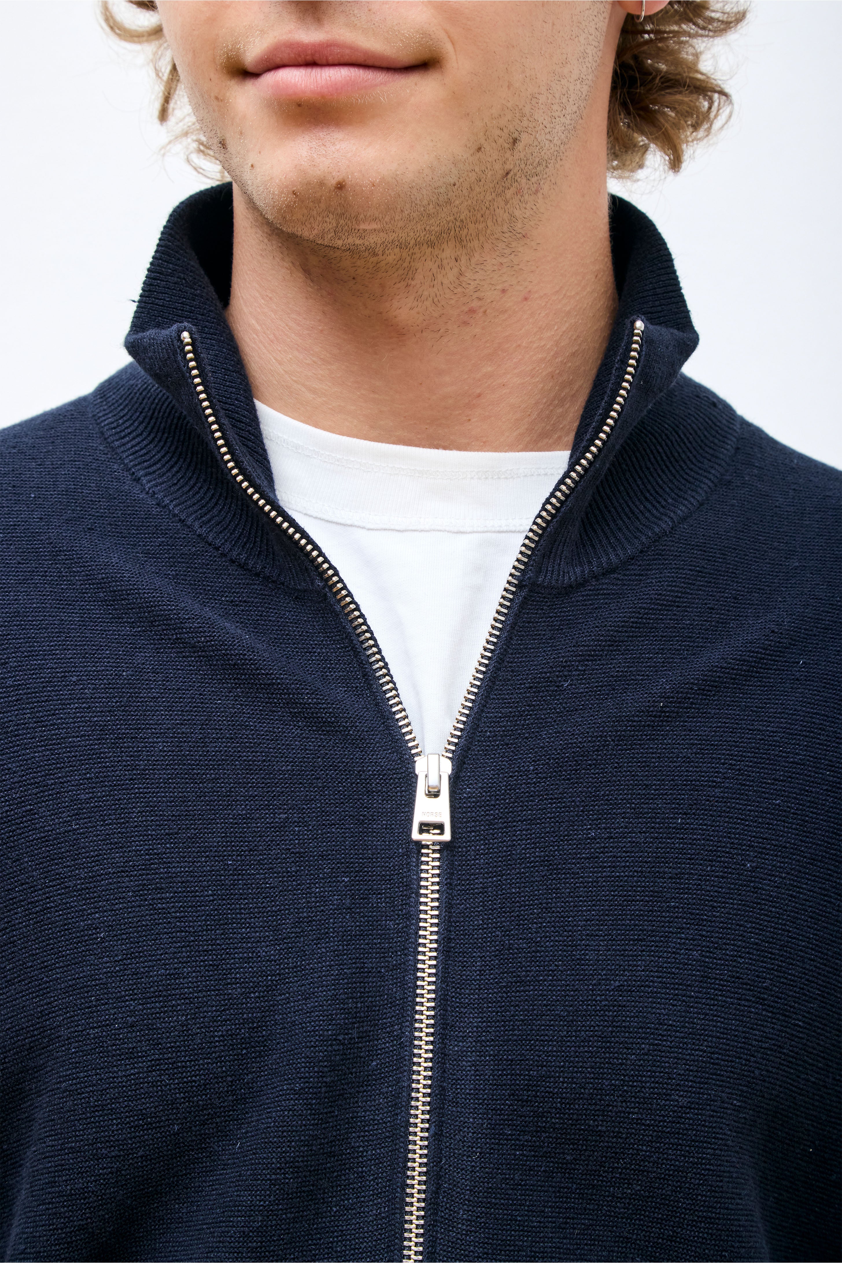 Links Cotton Linen Zip Jacket Dark Navy