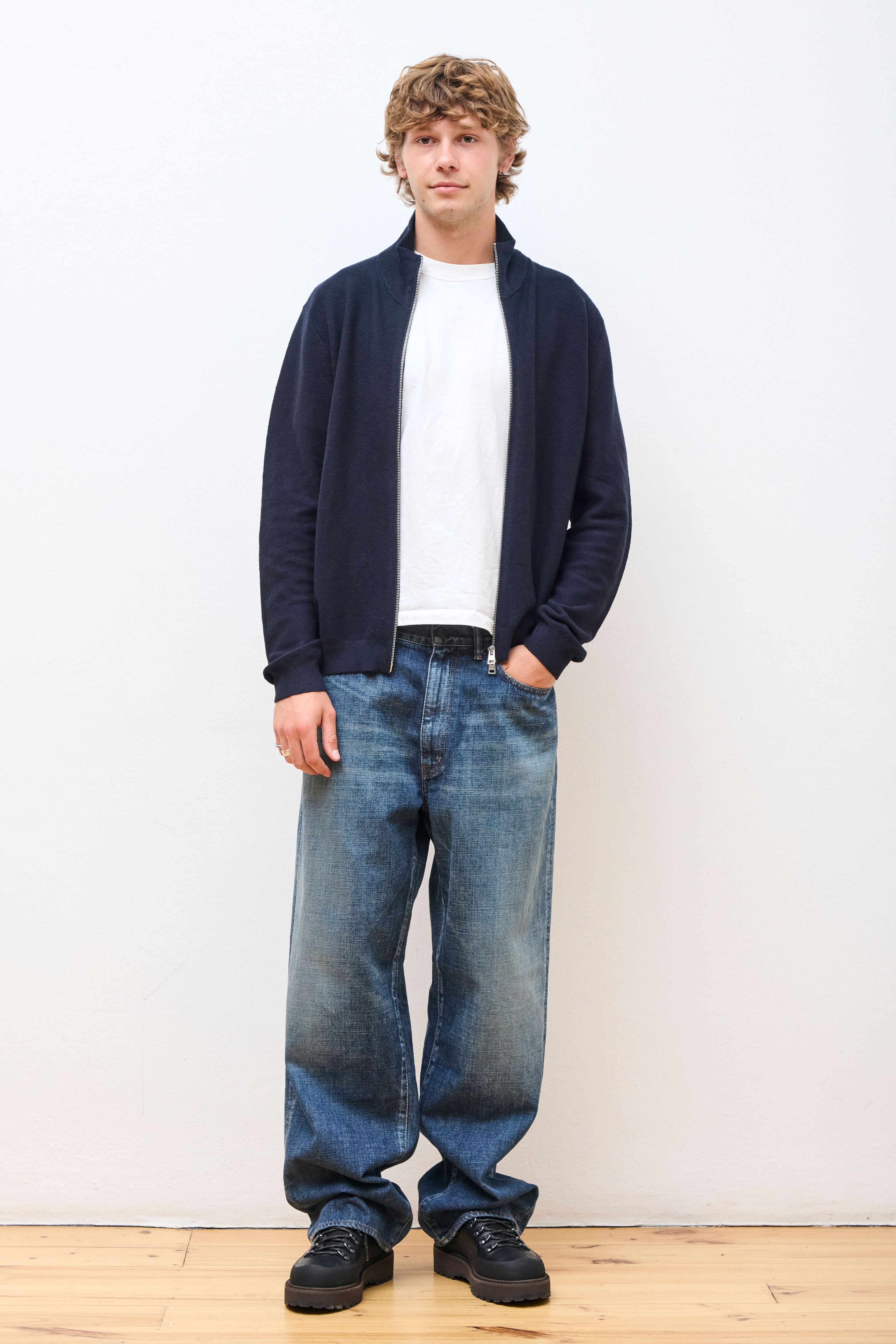 Links Cotton Linen Zip Jacket Dark Navy