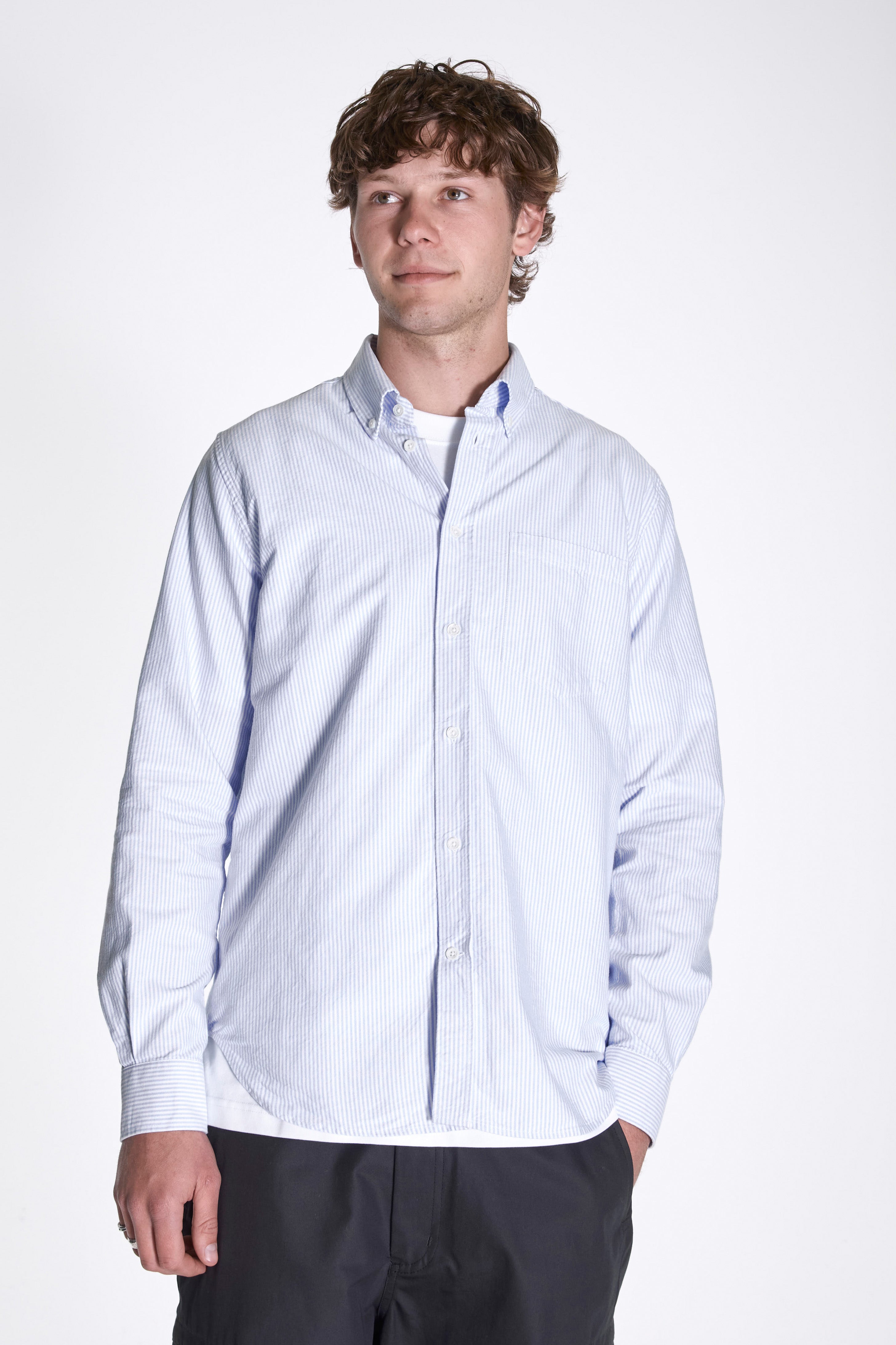 Norse Standard Oxford BD Shirt Pale Blue Stripe