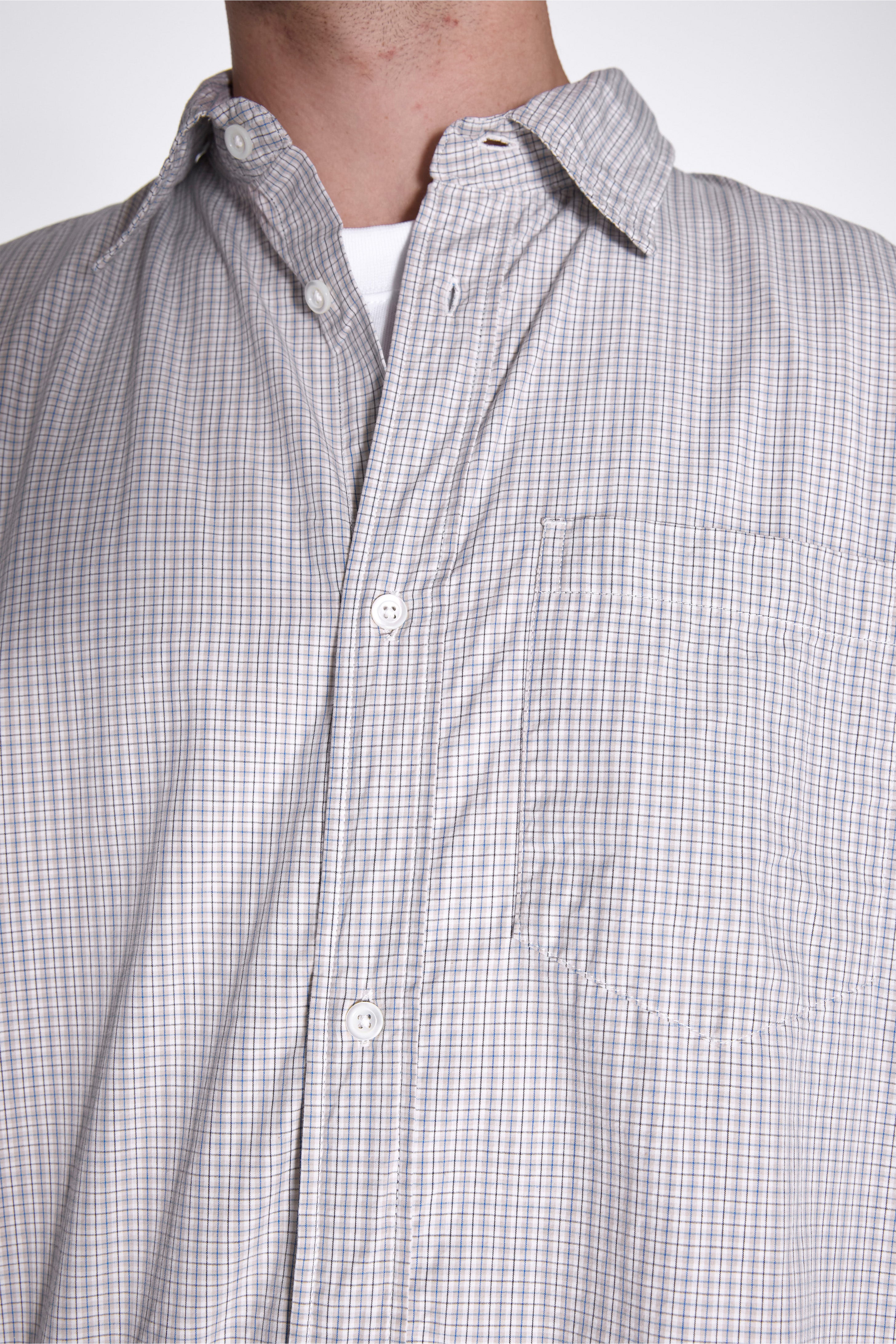 Ole Oversize Poplin Check Shirt Oatmeal