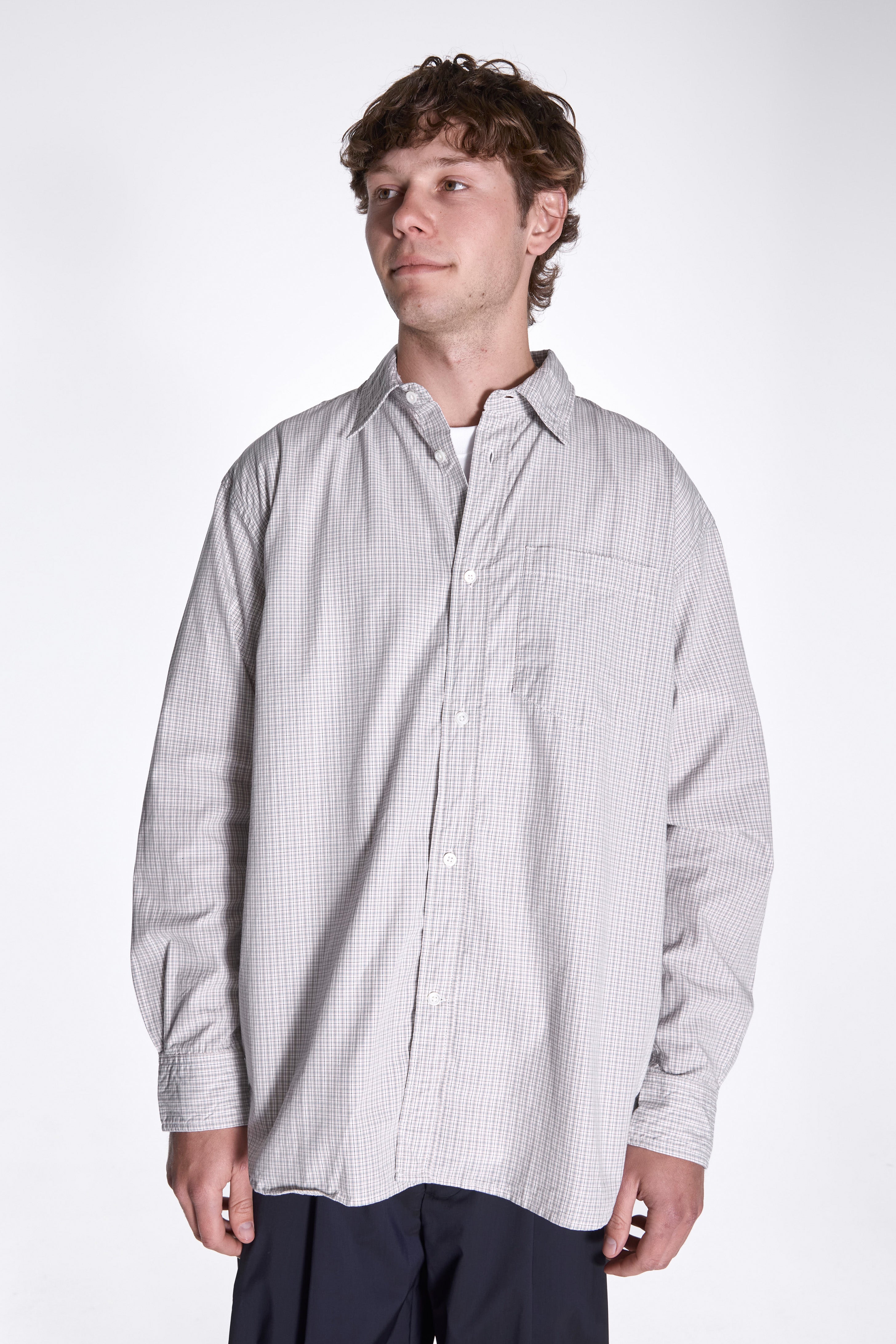 Ole Oversize Poplin Check Shirt Oatmeal