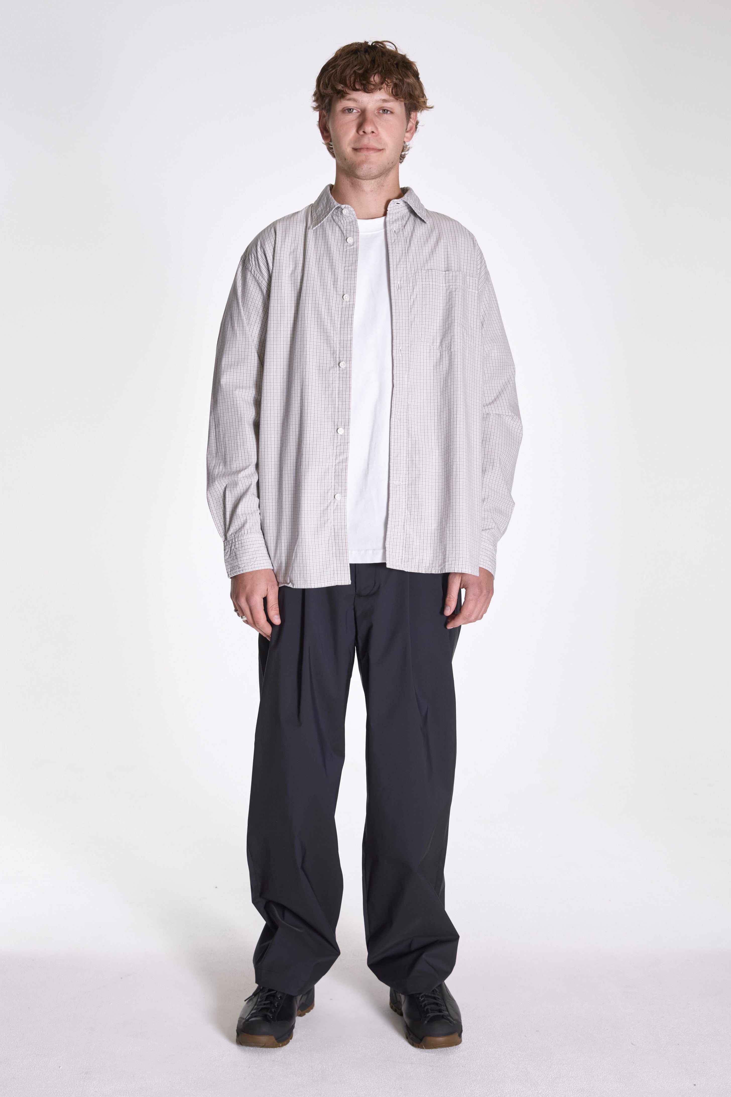 Ole Oversize Poplin Check Shirt Oatmeal