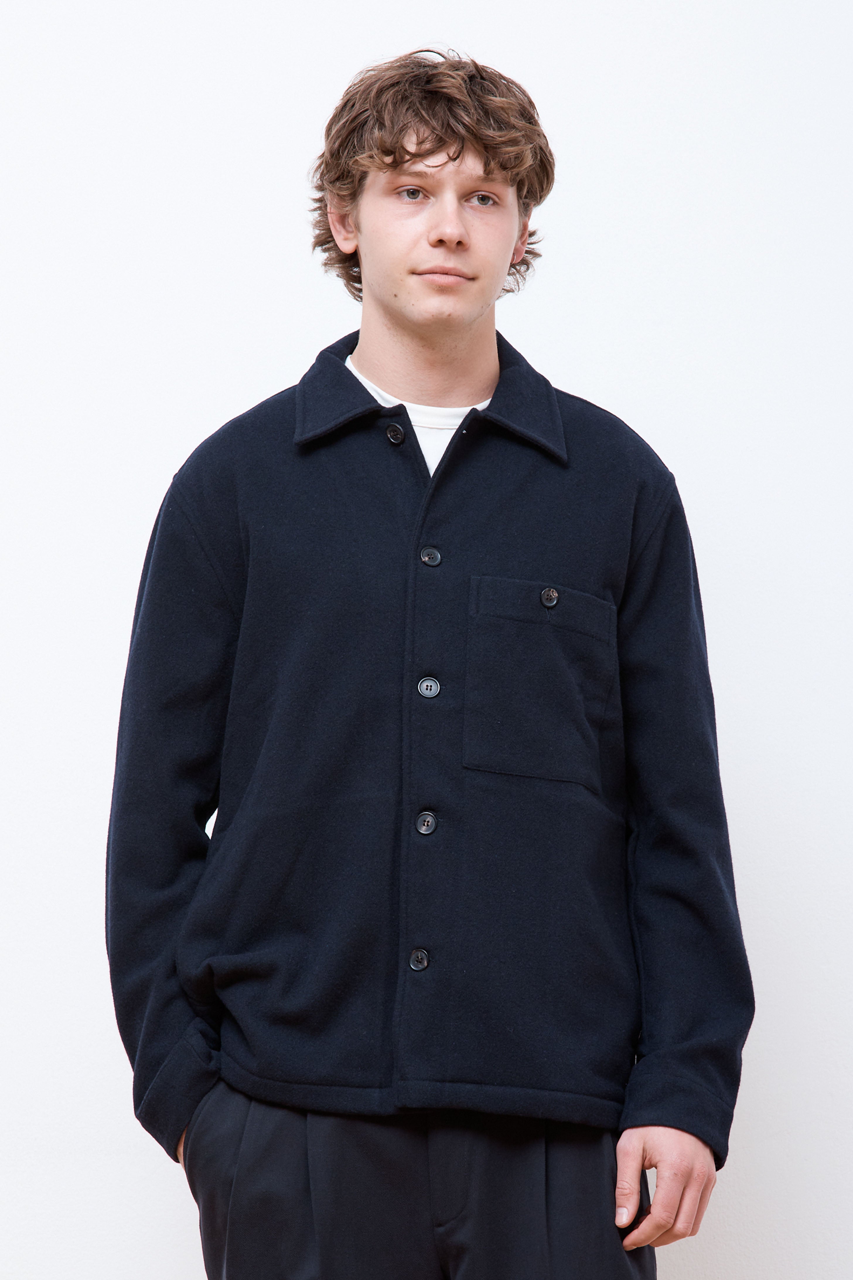 Folke Wool Overshirt Dark Navy