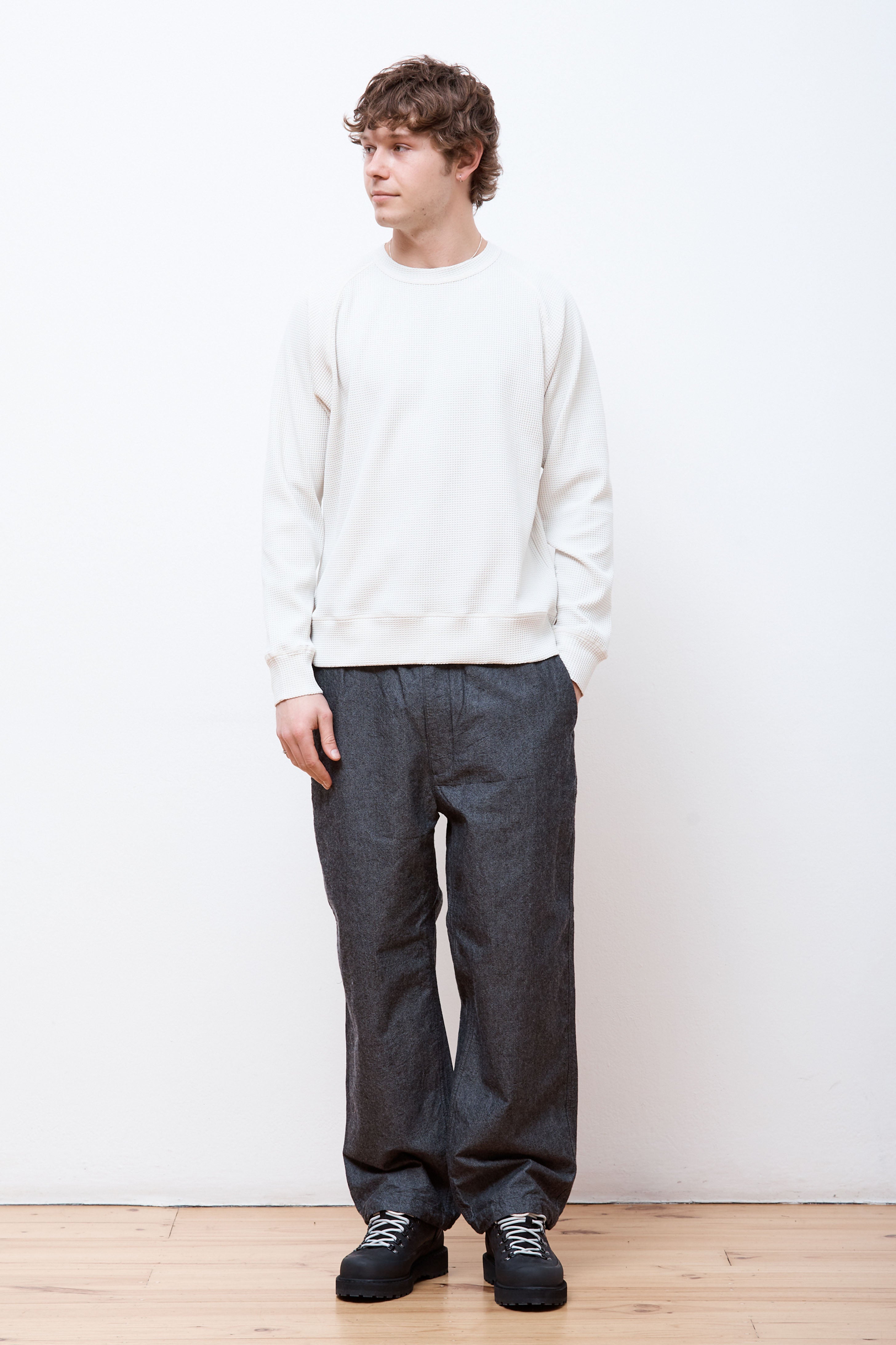 Kristian Relaxed Tech Waffle Sweater Lucid White