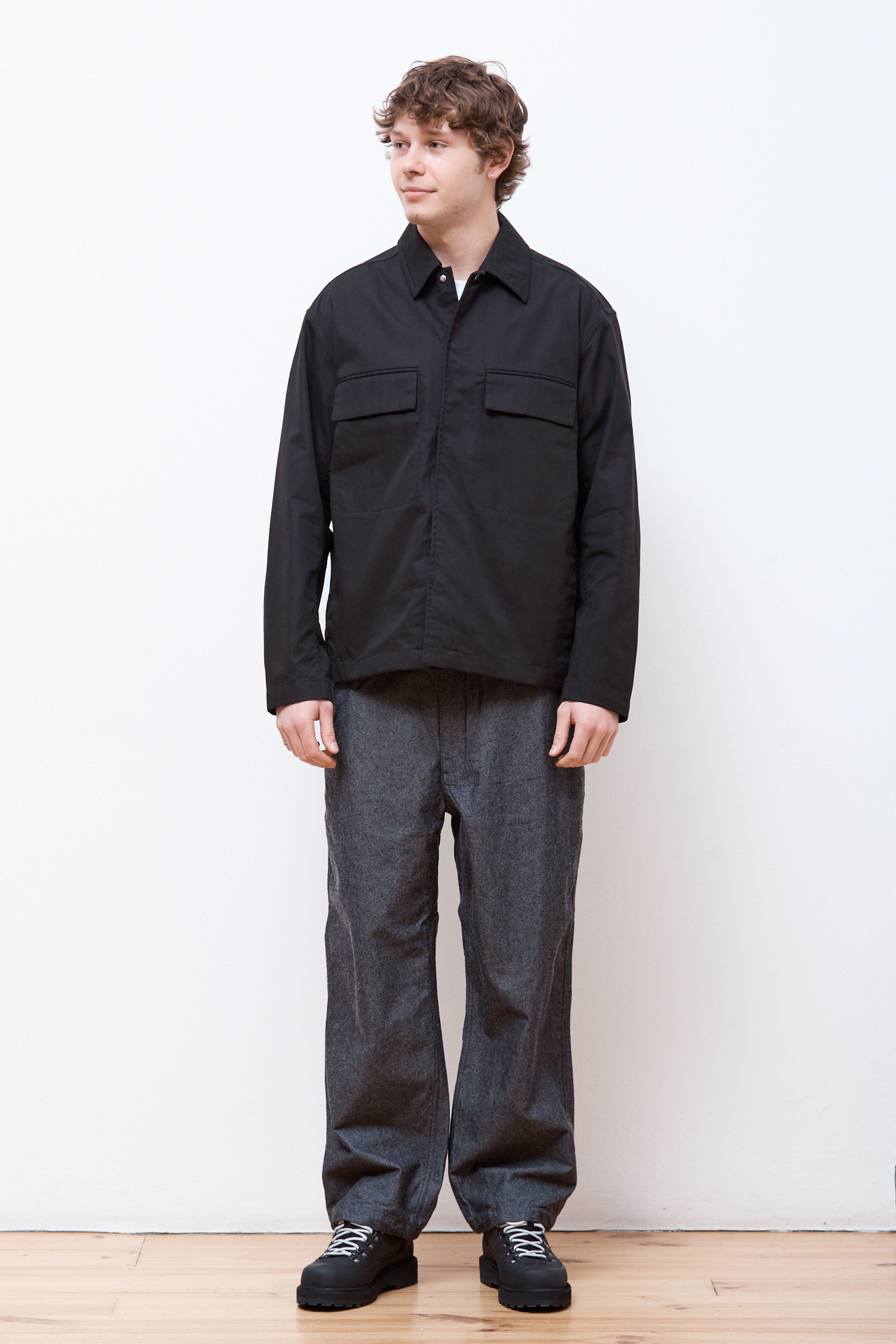 Pelle Fine Broken Twill Overshirt Black