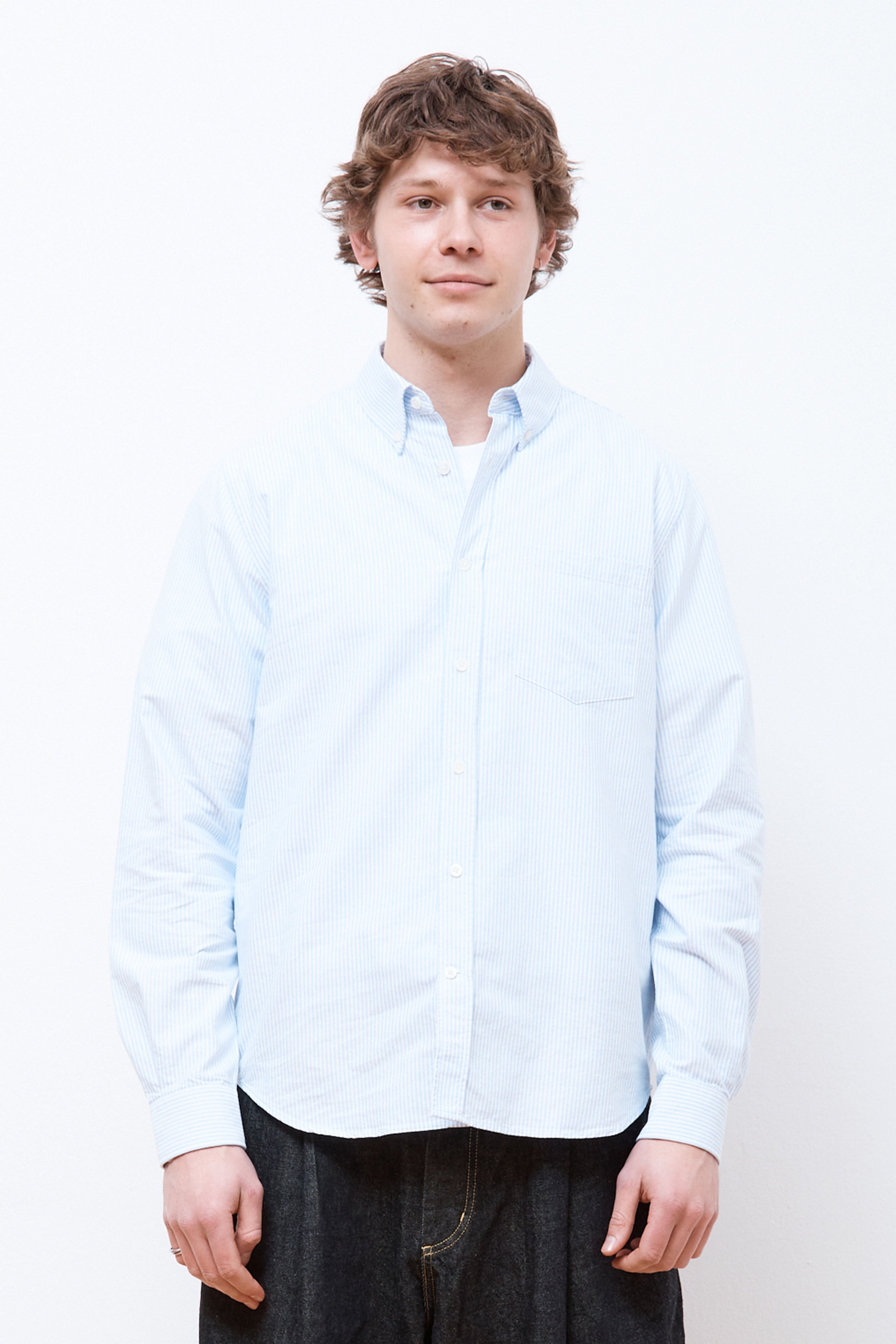 Norse Standard Oxford BD Shirt Pale Blue Stripe