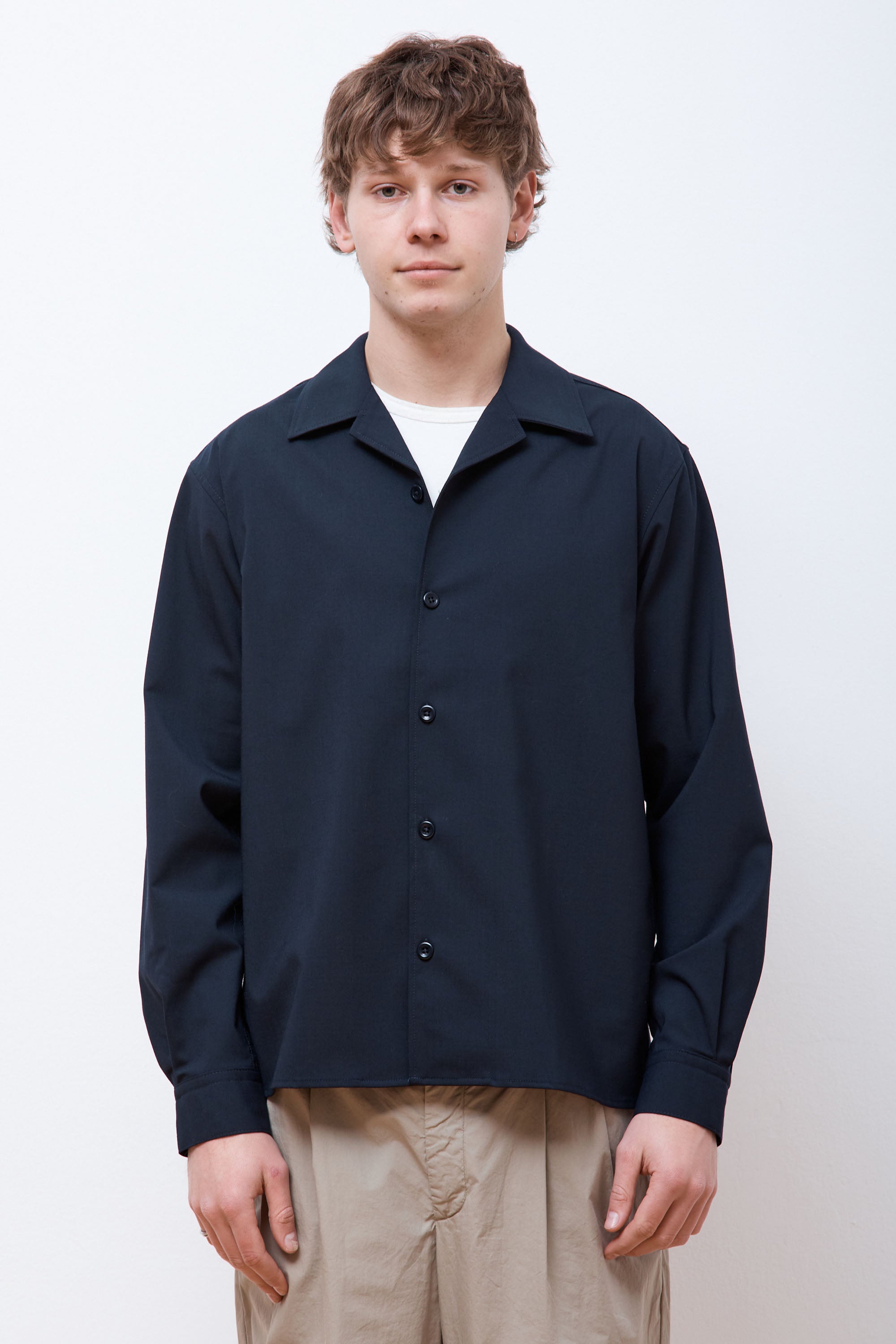 Carsten Light Wool LS Shirt Dark Navy