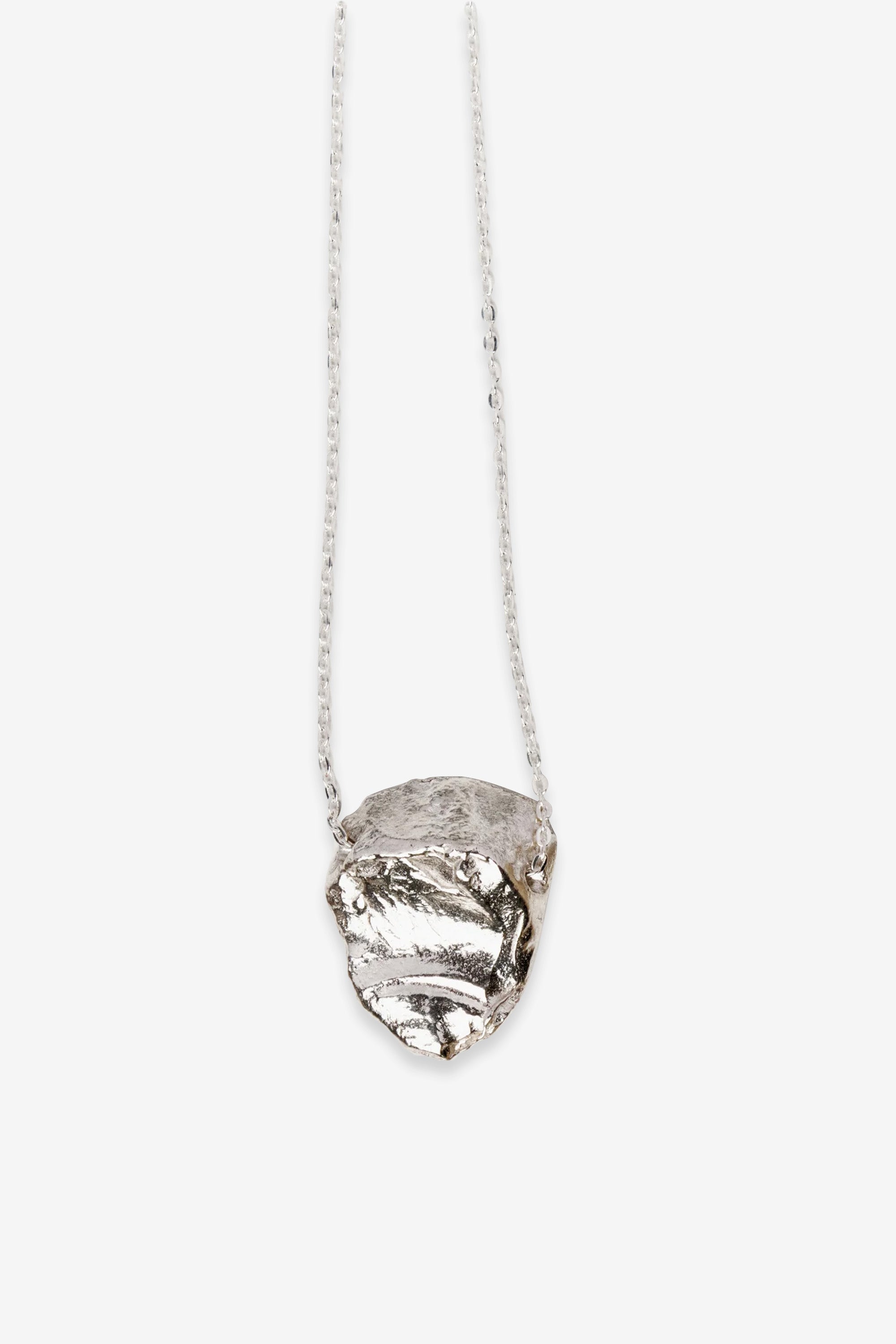 Rock Bead Necklace Silver