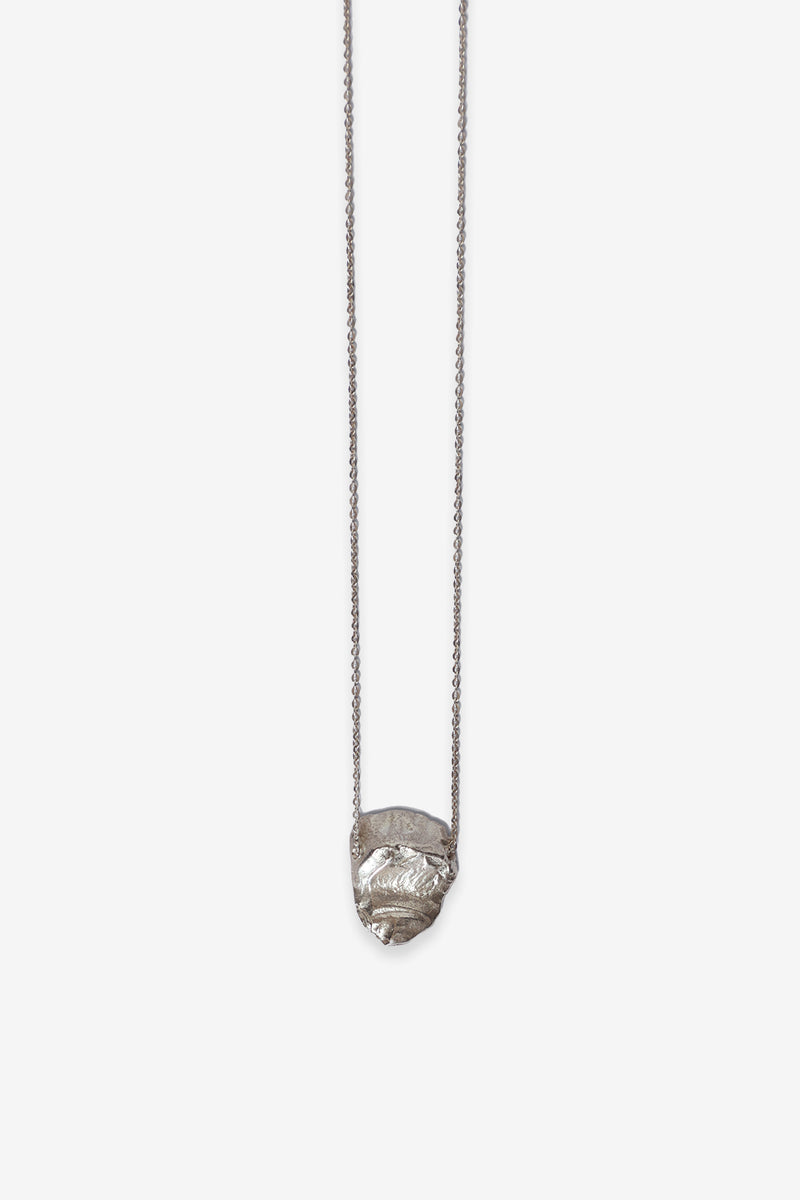 Rock Bead Necklace Silver