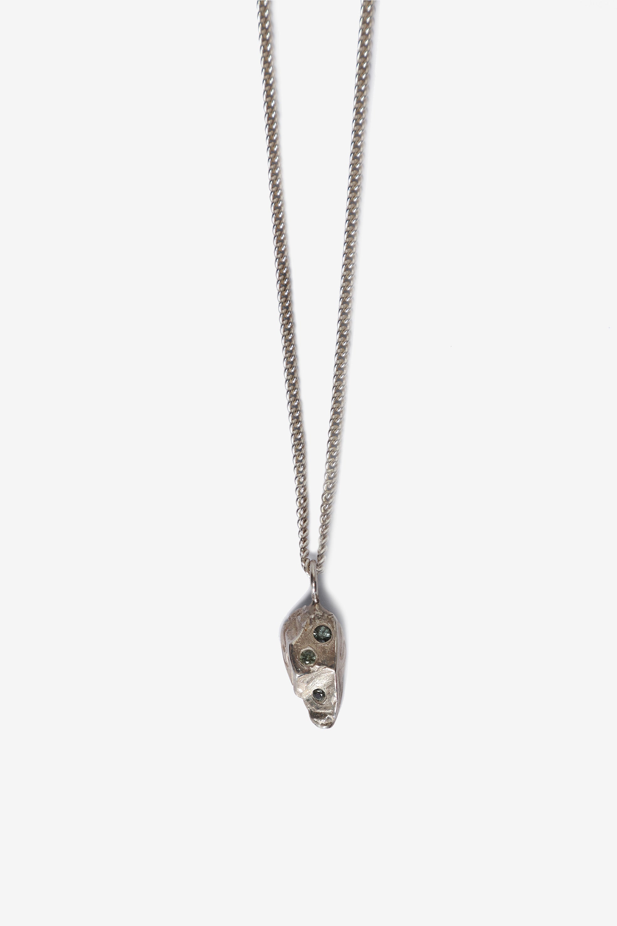 Rock Pendant Necklace Sapphires Silver
