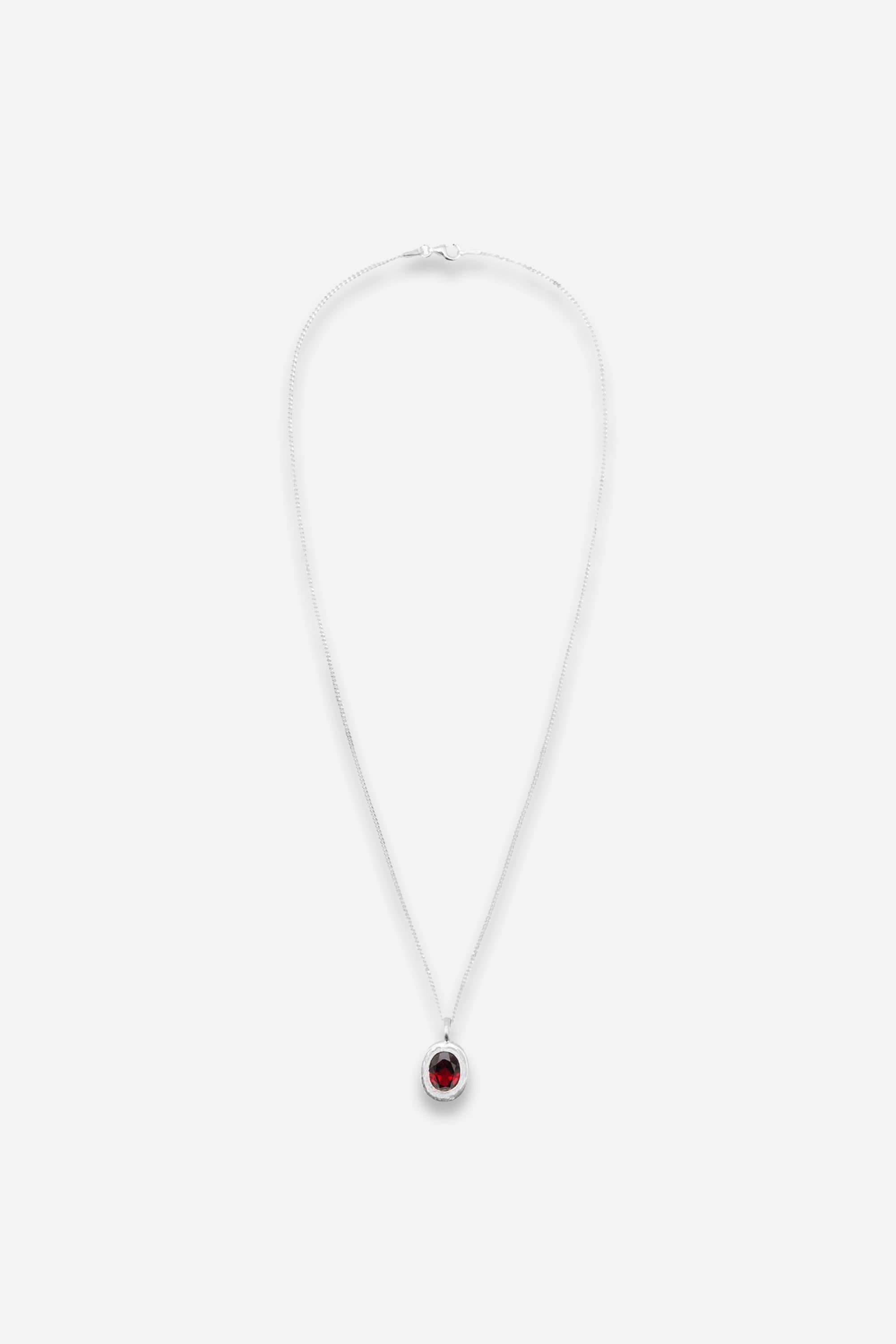 10X8 Crater Pendant Silver Silver/Garnet