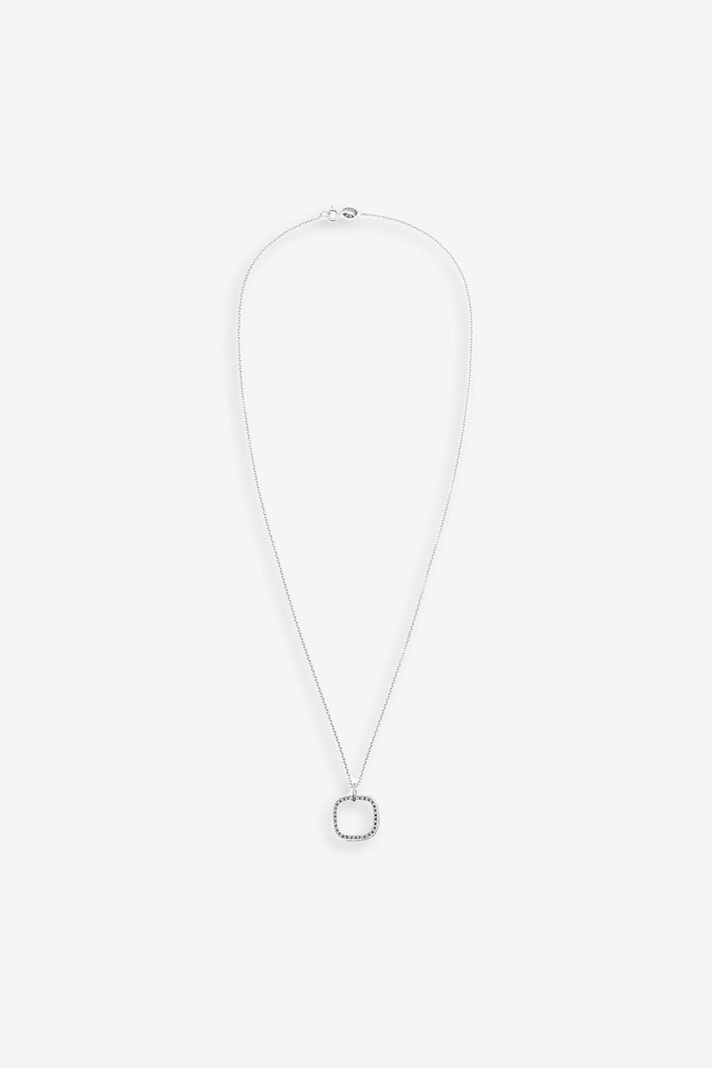 Sapphire Pave Pendant 50Cm Silver 925 Silver