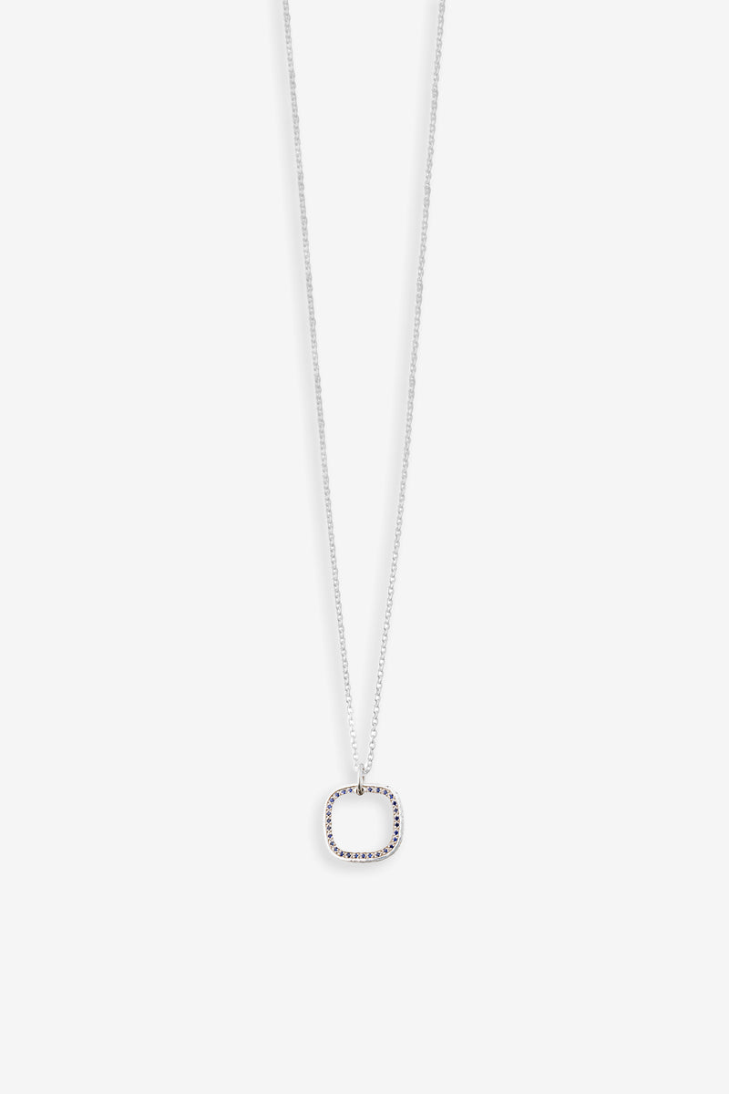 Sapphire Pave Pendant 50Cm Silver 925 Silver