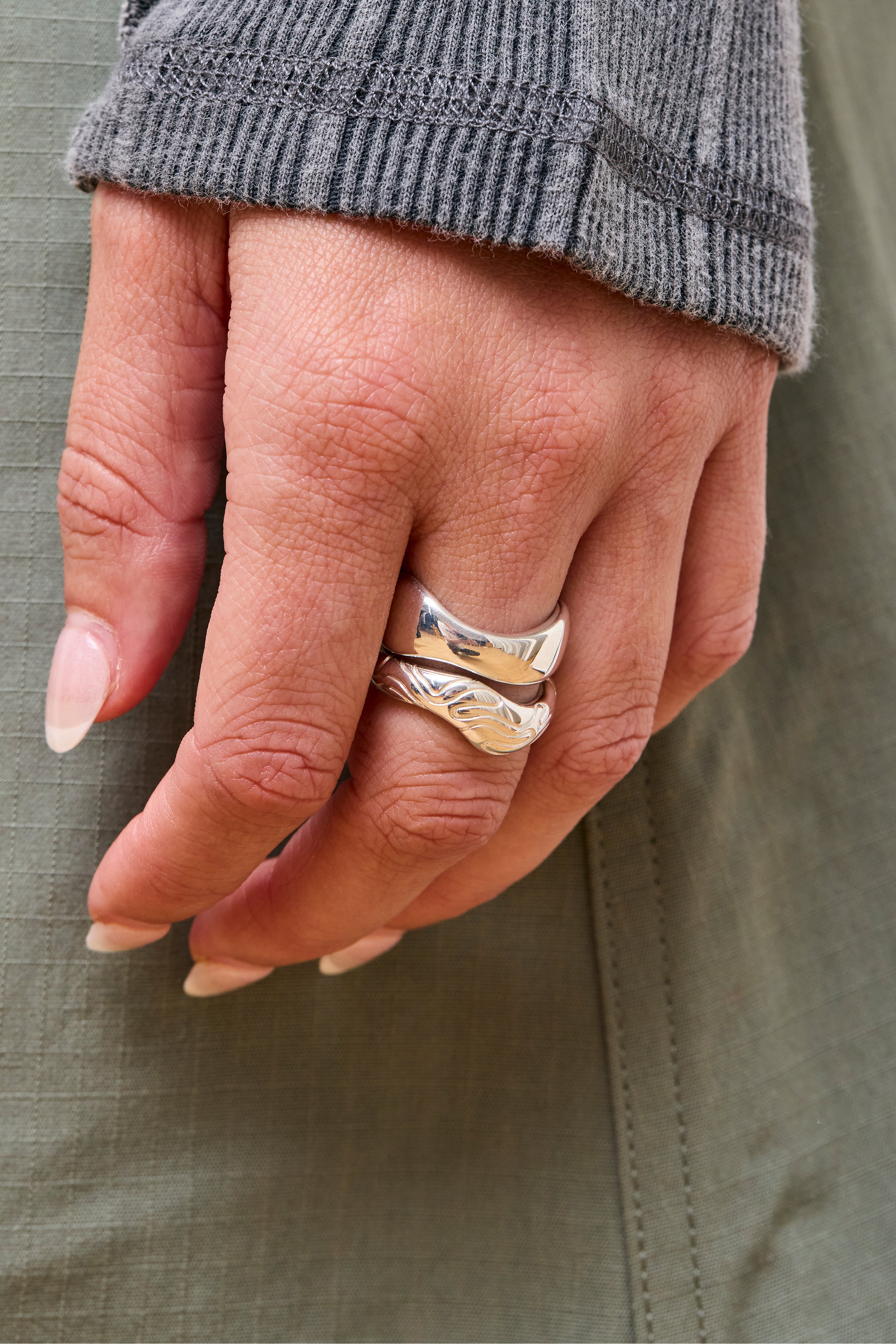 Globe Stacking Ring (Pair) Silver