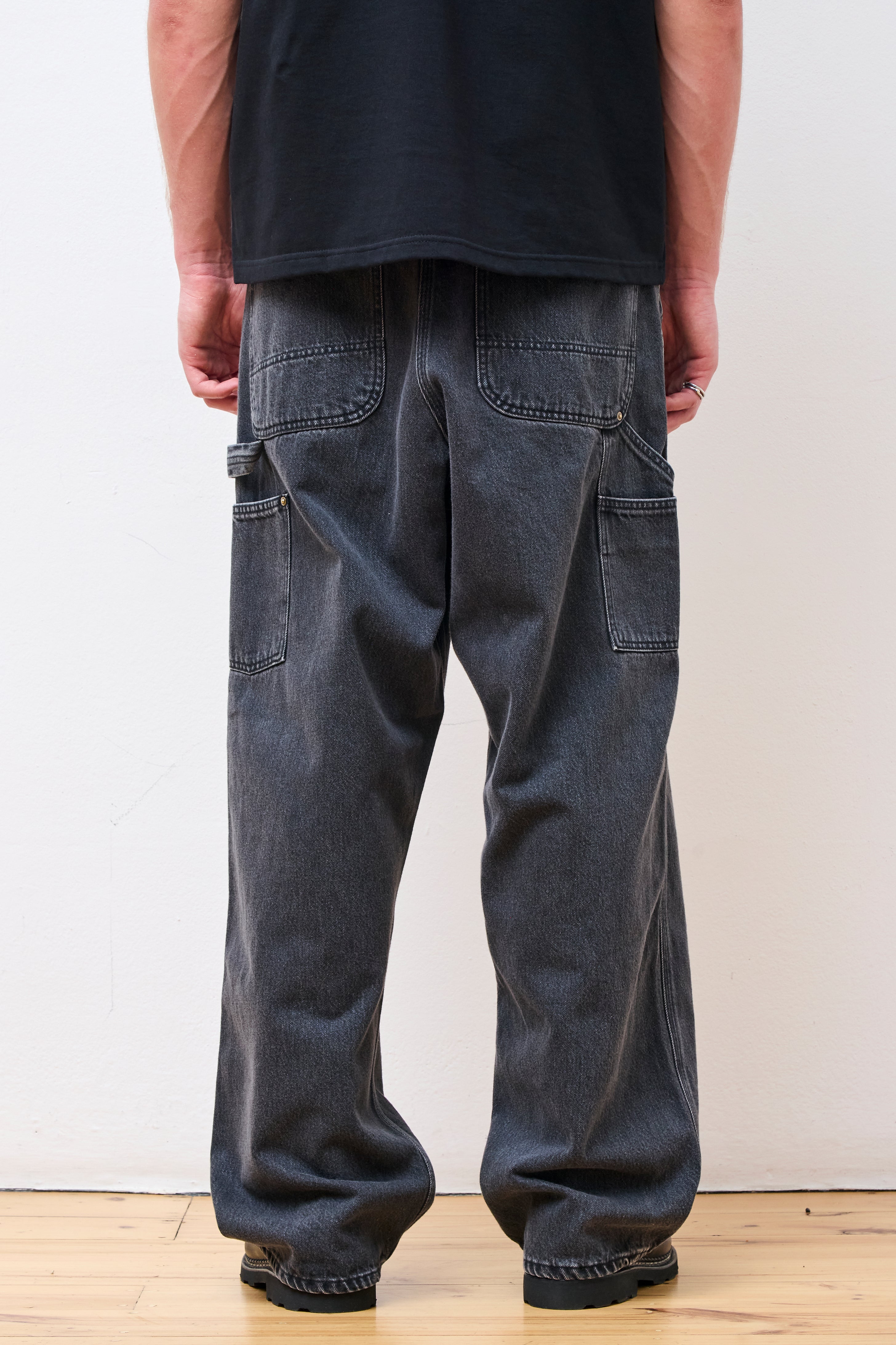 Dad's Fit Painter Pants Black Denim Stone