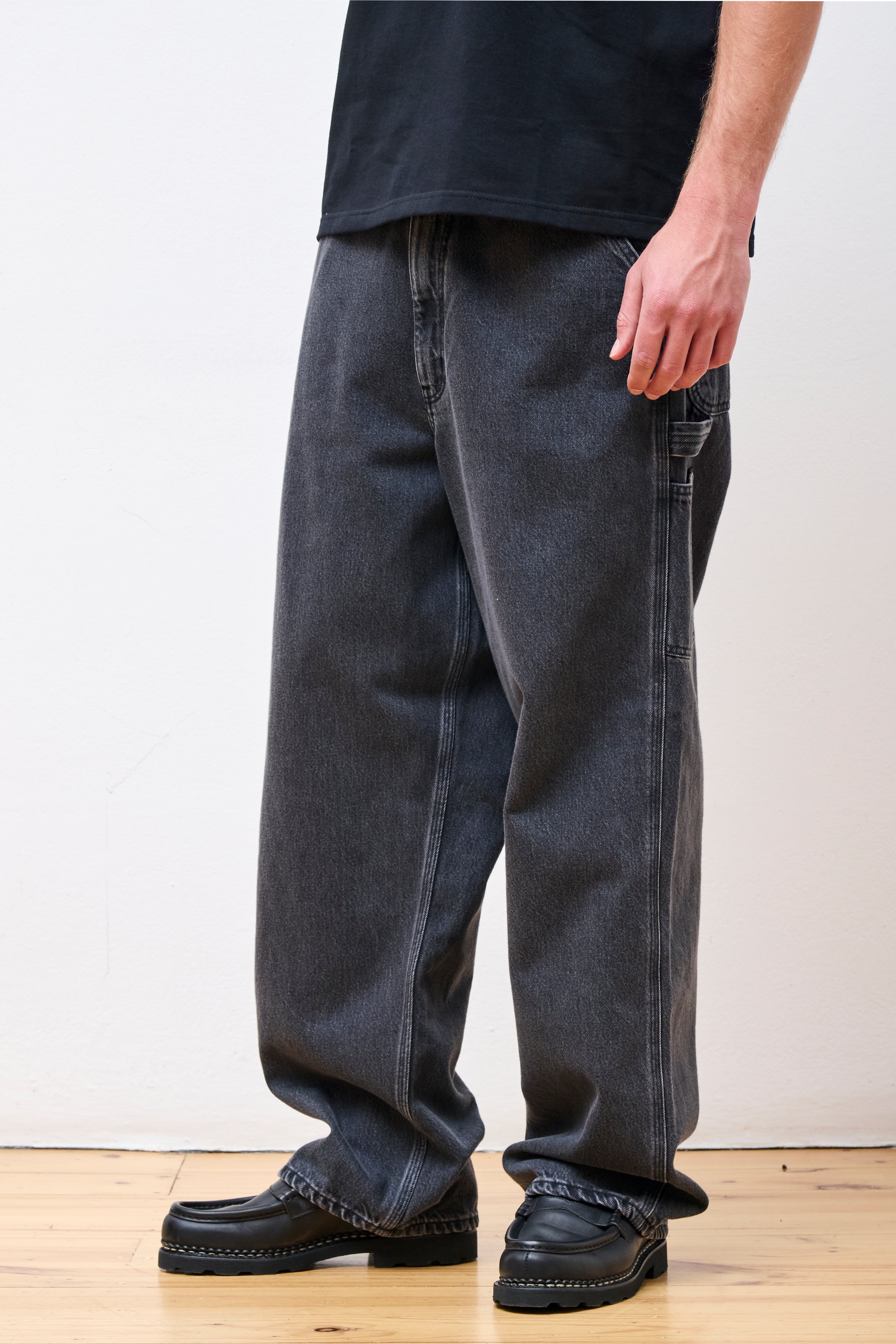 Dad's Fit Painter Pants Black Denim Stone