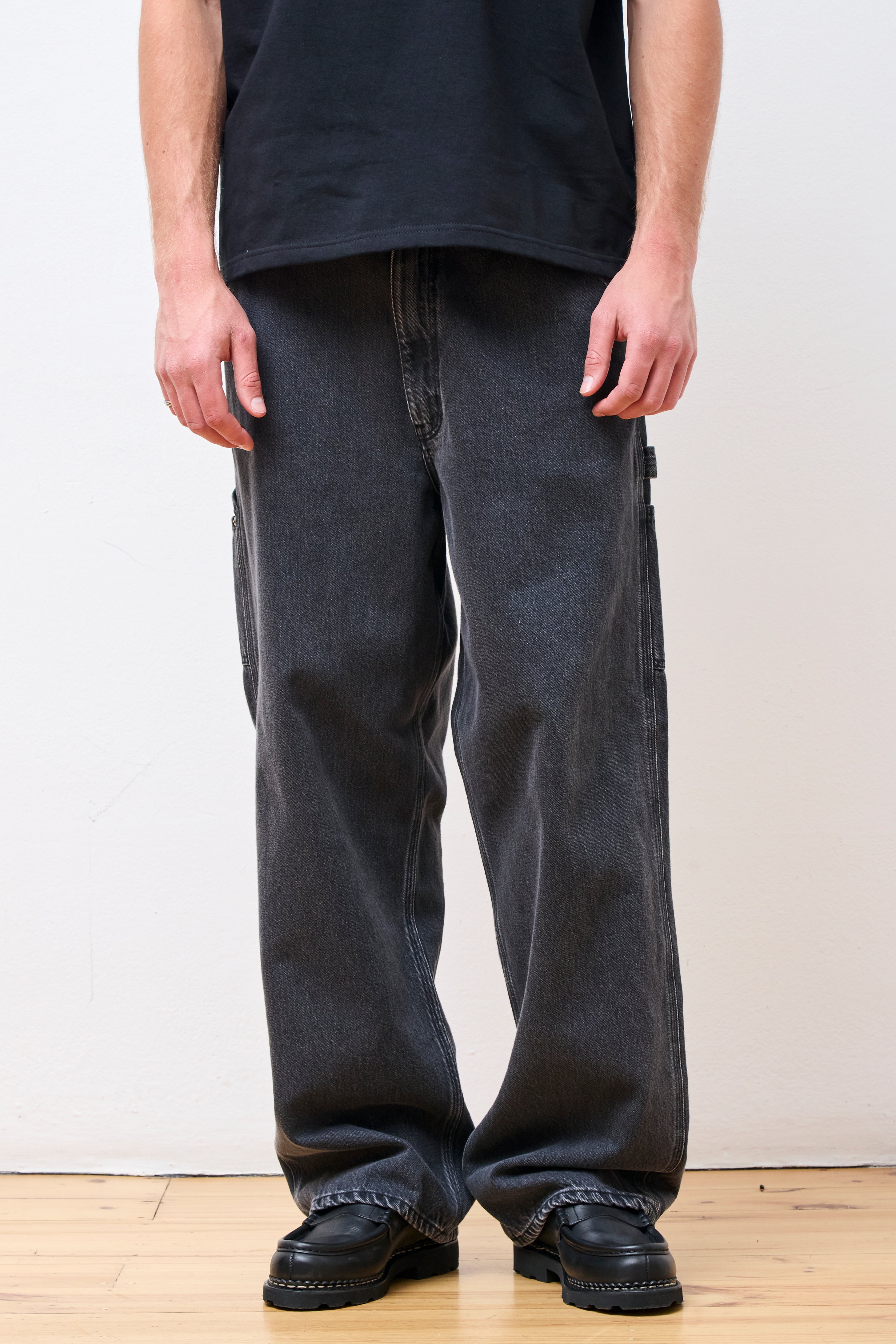 Dad's Fit Painter Pants Black Denim Stone