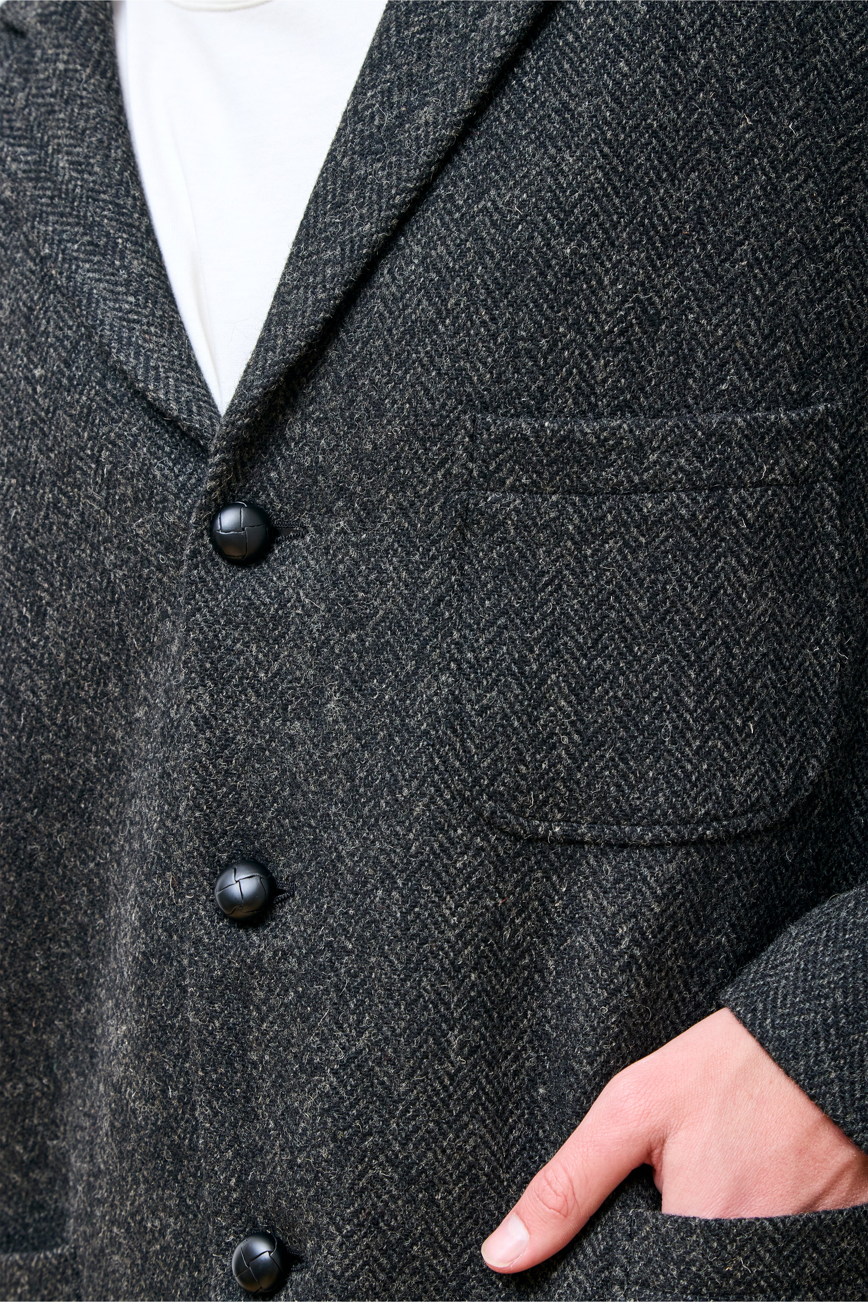 Relax Fit Harris Tweed Jacket Black