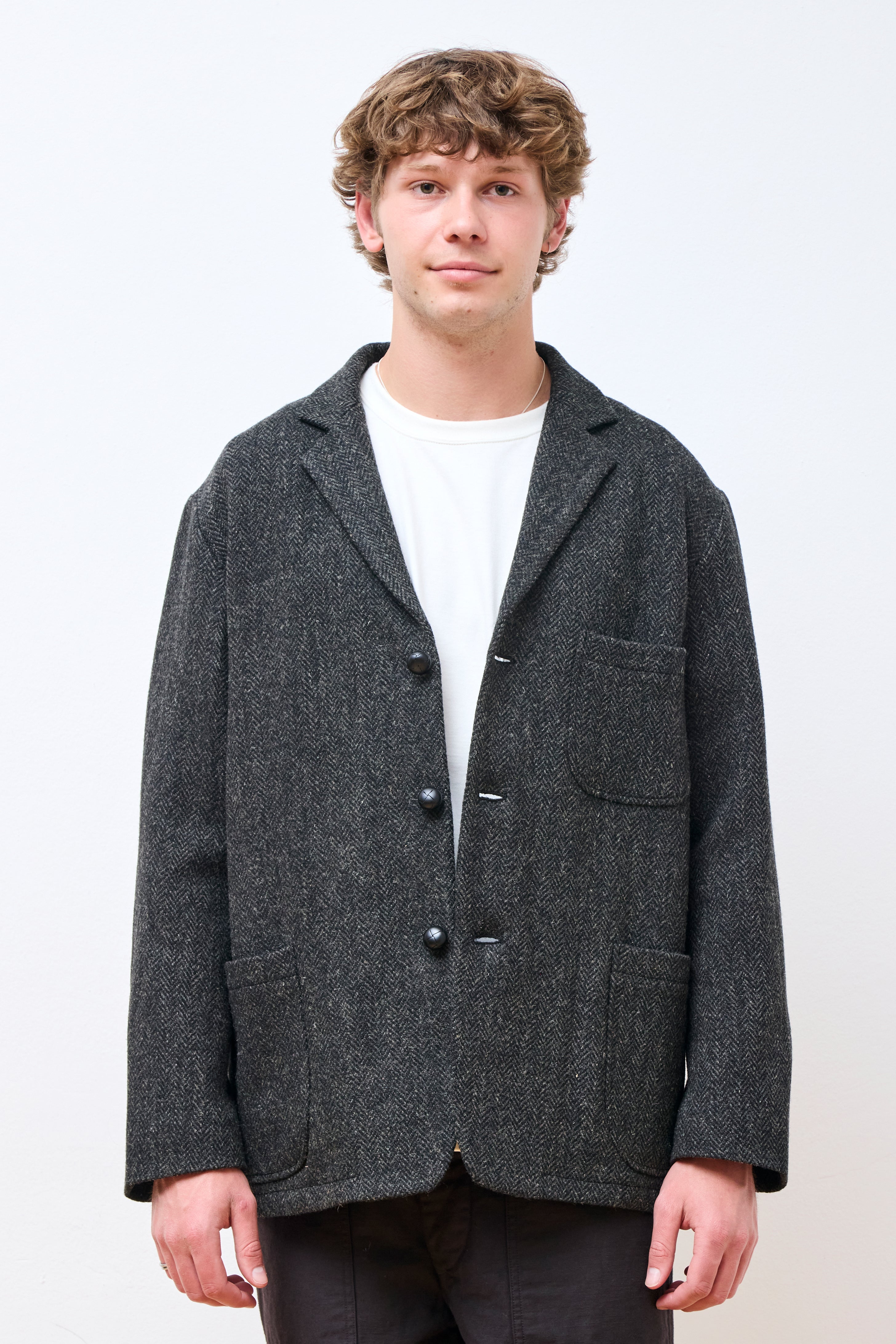 Relax Fit Harris Tweed Jacket Black