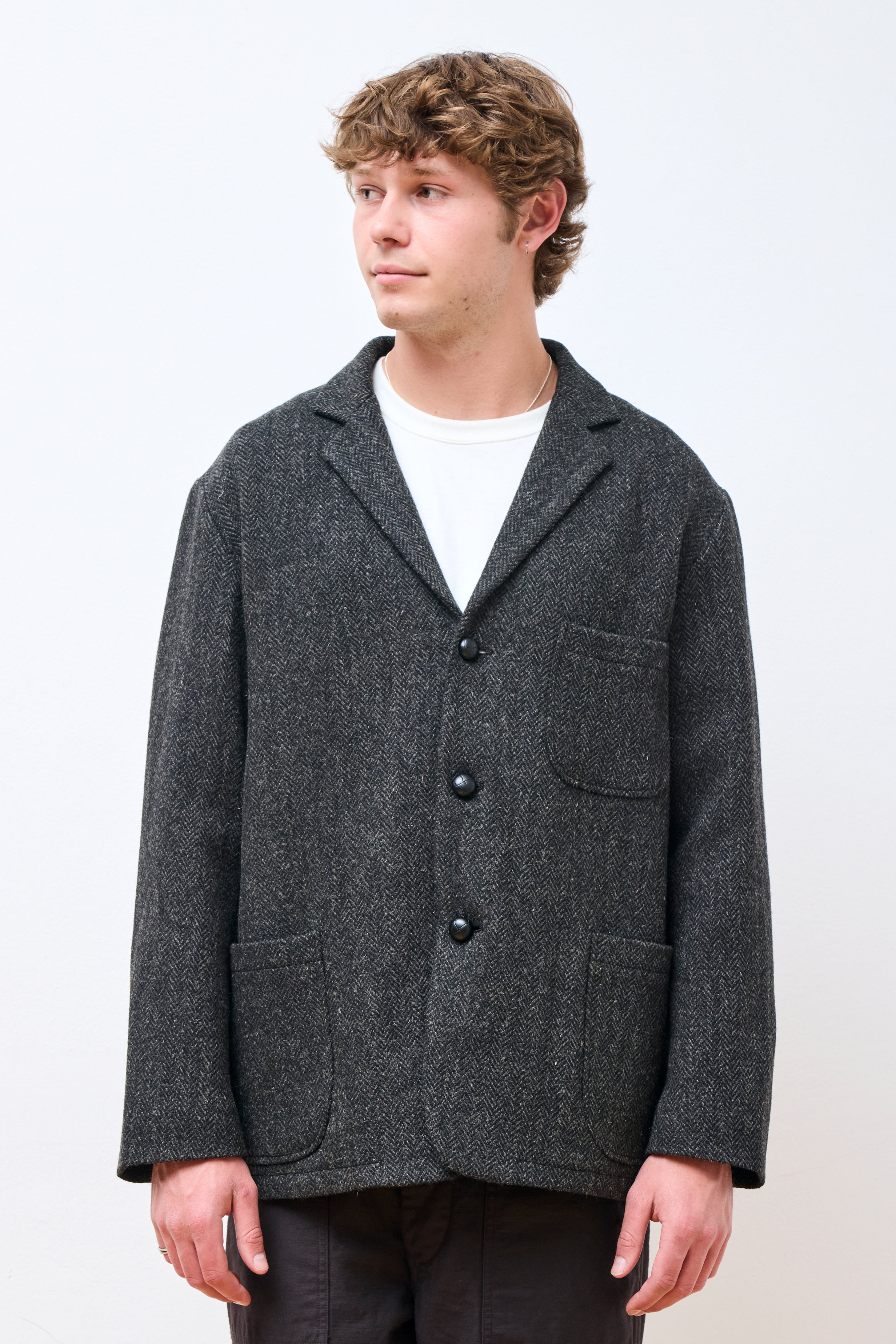 Relax Fit Harris Tweed Jacket Black